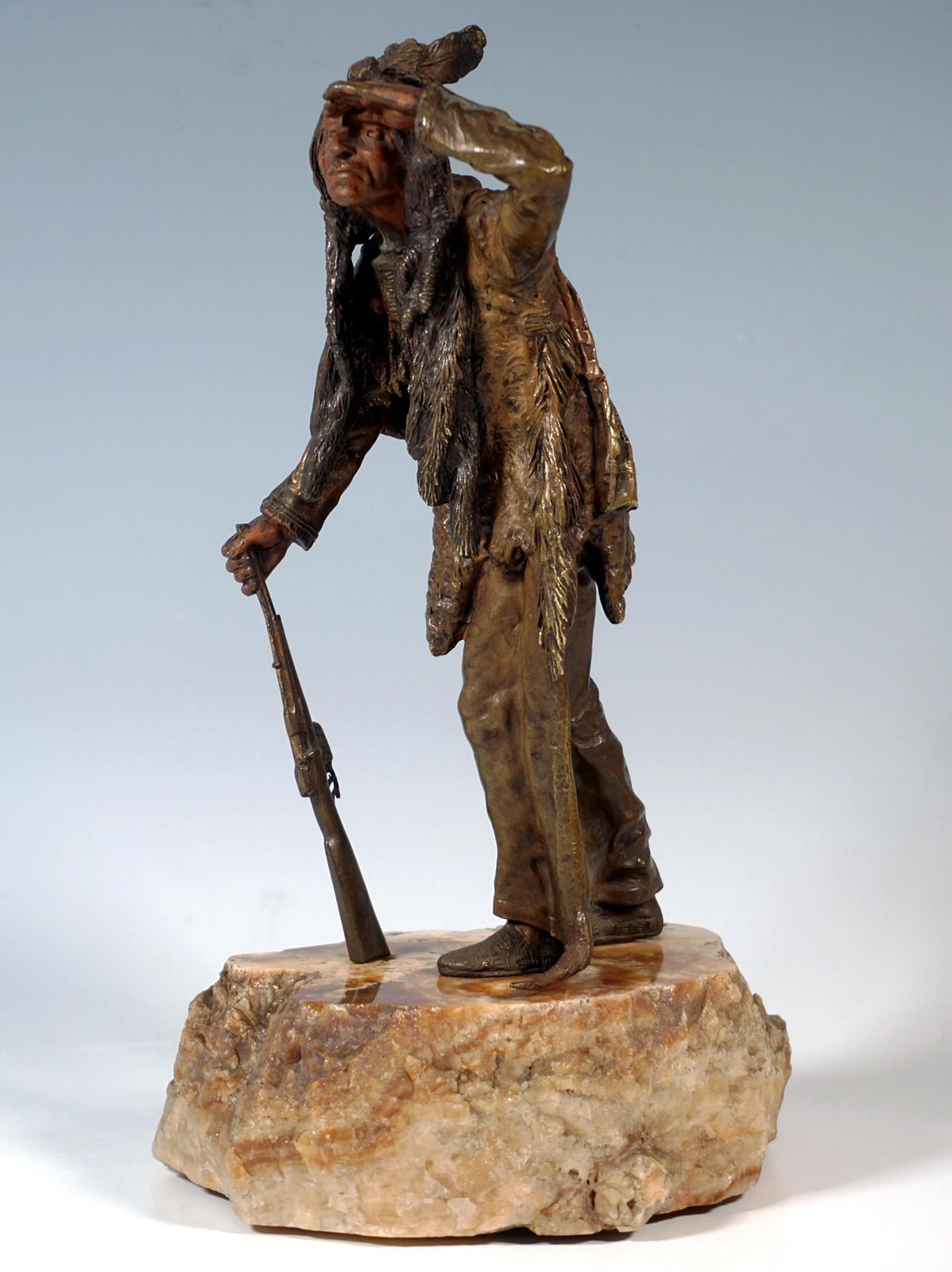Native American Looking Into Distance, Viennese Bronze By Carl Kauba, Circa 1920 photo 2309.0