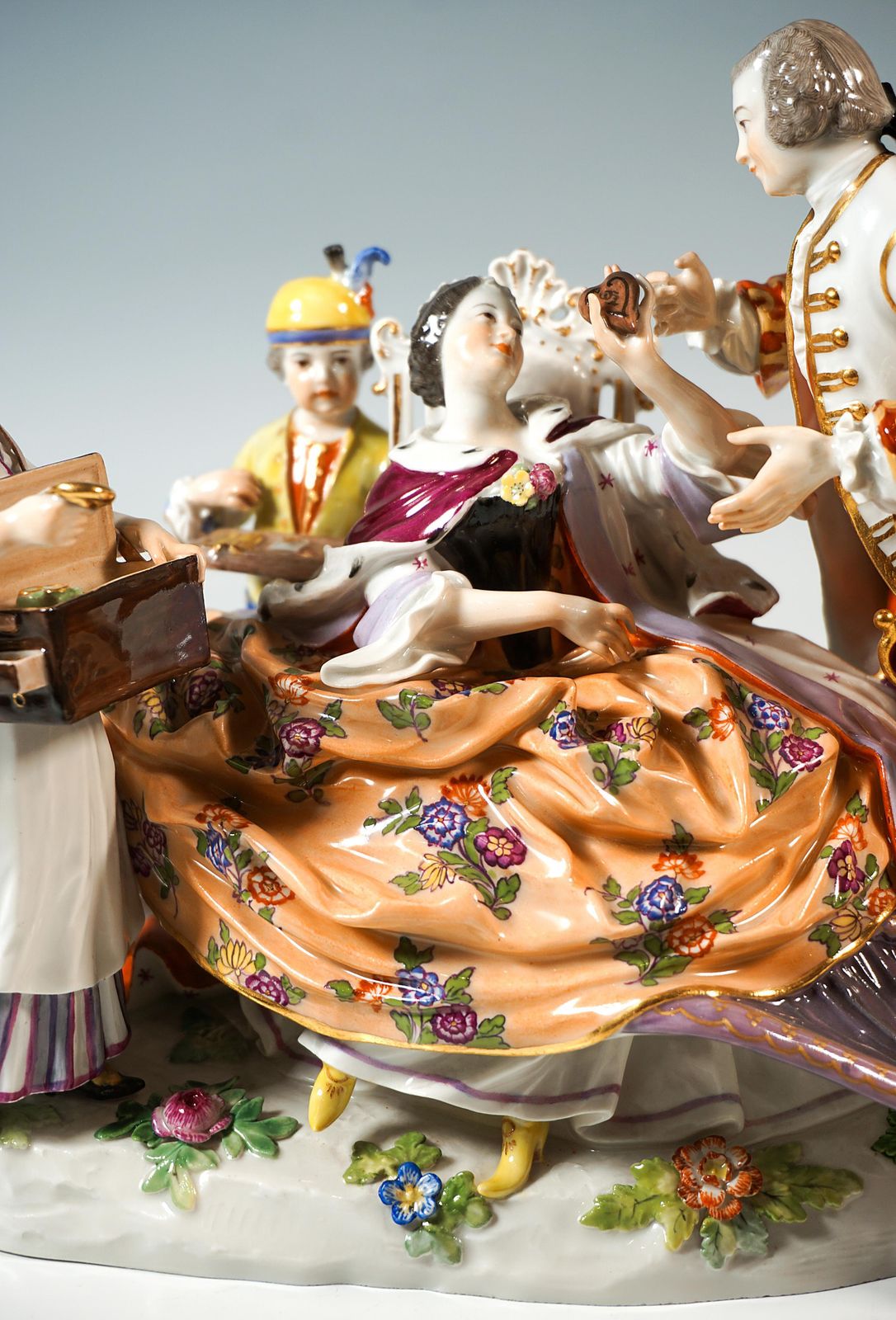 Meissen Crinoline Group 'The Heart Box Sale', By J.J. Kaendler, Germany, Ca 1850 photo vinterior