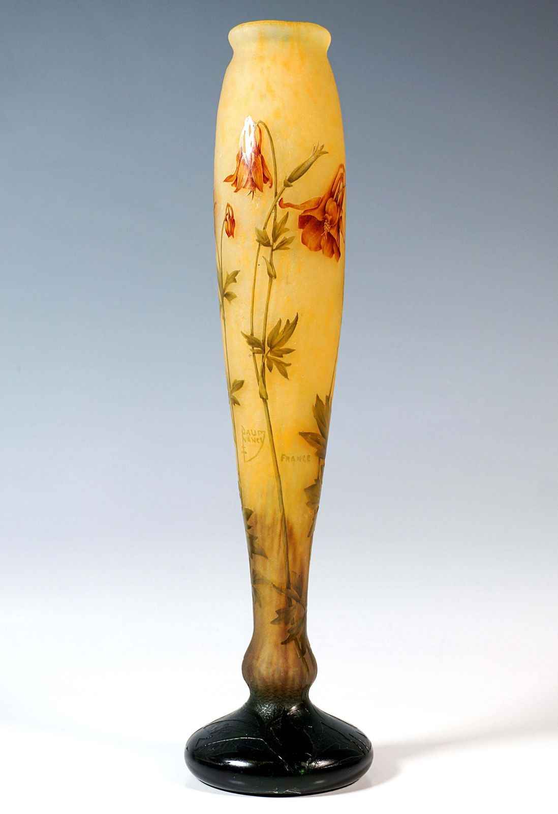 Large Art Nouveau Cameo Single Vase 'Ancolie', Daum Nancy, France, Ca 1910/1915 photo Home Decor