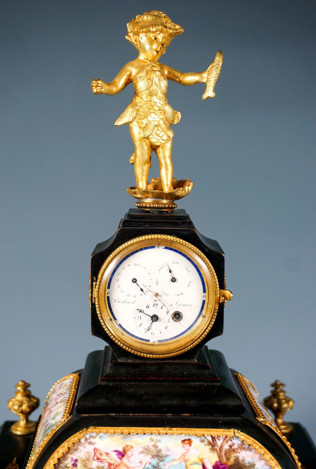 photo furniture Noble Viennese Jewel Case With Enamel Paintings, Bronze Figures & Clock, Ca 1870
