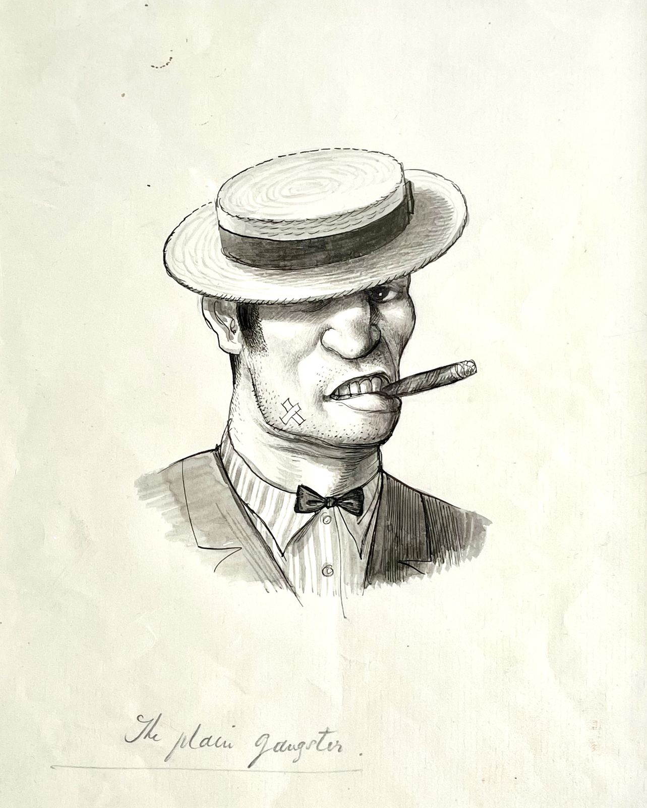 The Plain Gangster   20th Century British Watercolour And Ink Illustration By Rex Whistler photo for sale