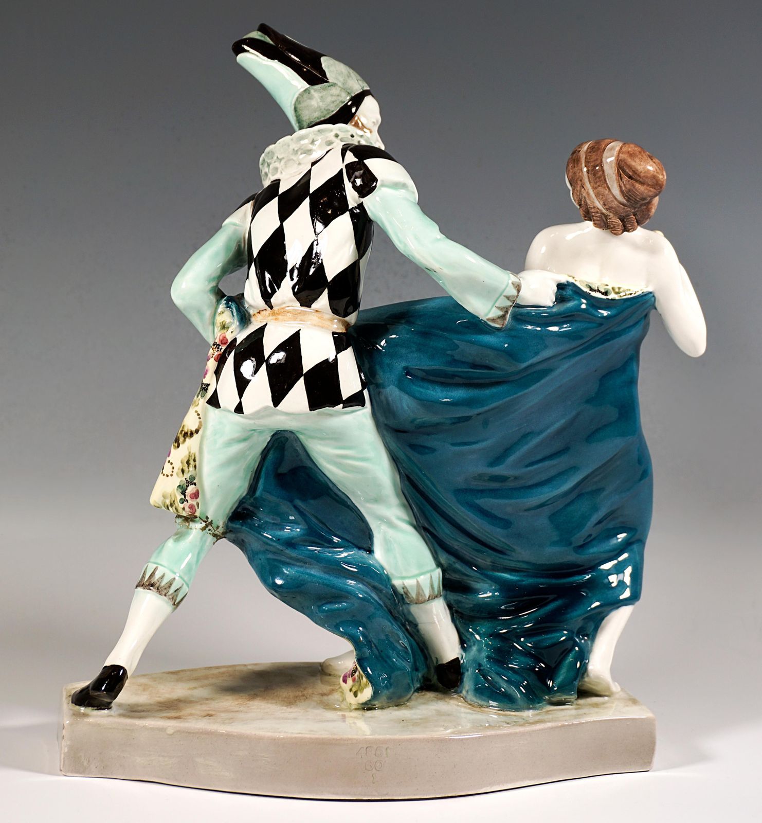 Pierrot & Columbine As A Nude By Josef Kostial, Goldscheider Vienna, Ca 1922 photo for sale