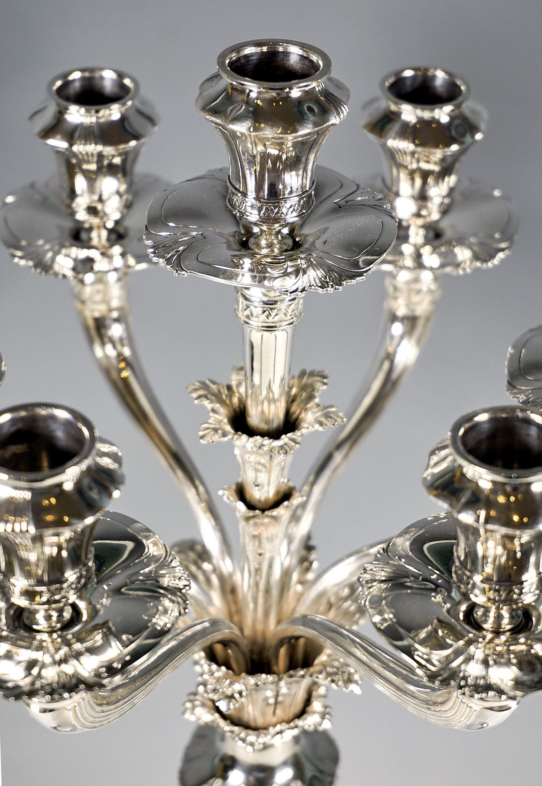 Large 7 Flame Silver Candelabra With Acanthus Decor, J.C. Klinkosch Vienna, 1925 photo Home Decor