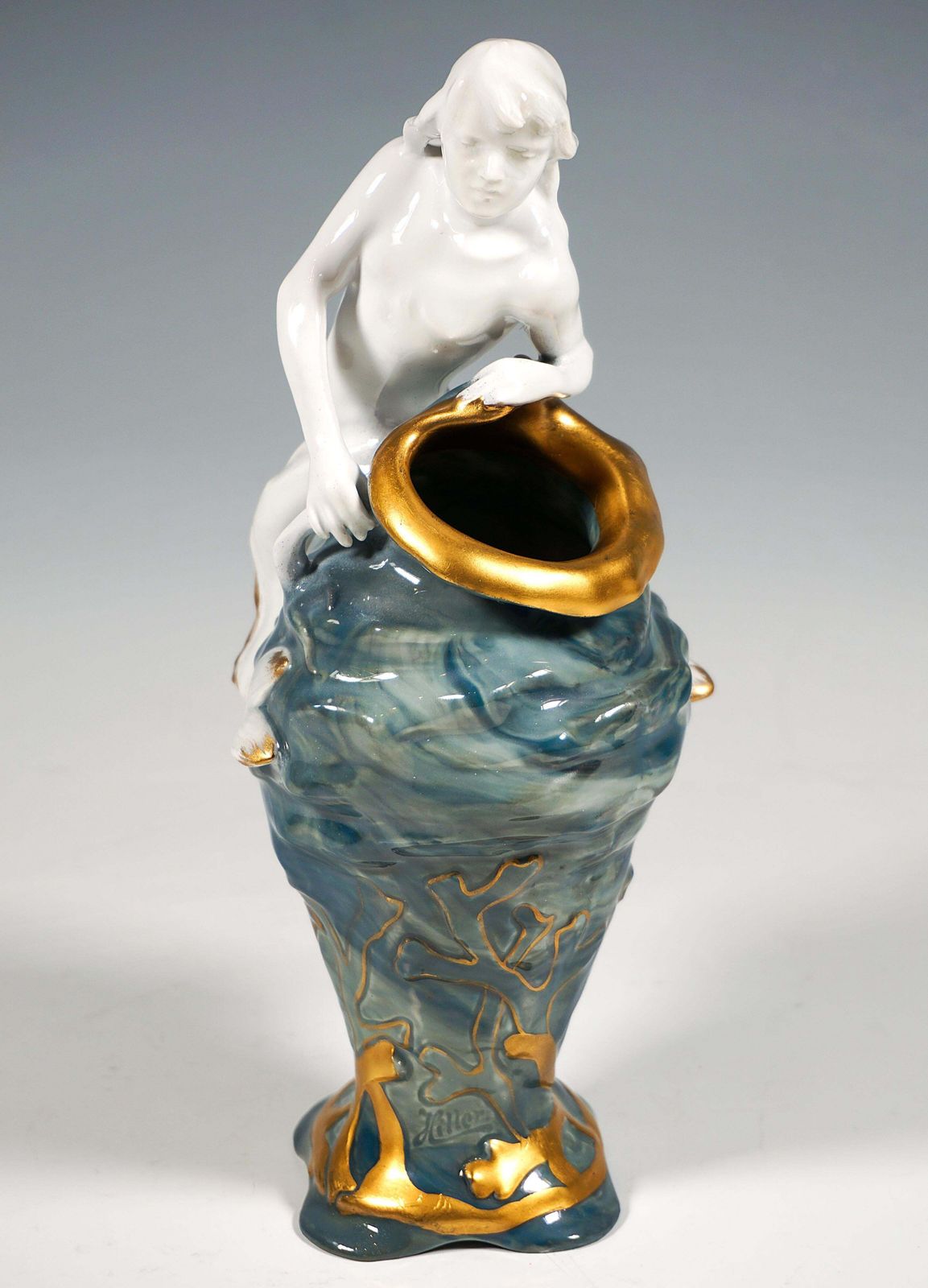 Art Nouveau Shell Vase With Nymph, Max Hiller For Rosenthal, Kronach, 1898 1900 photo Home Decor