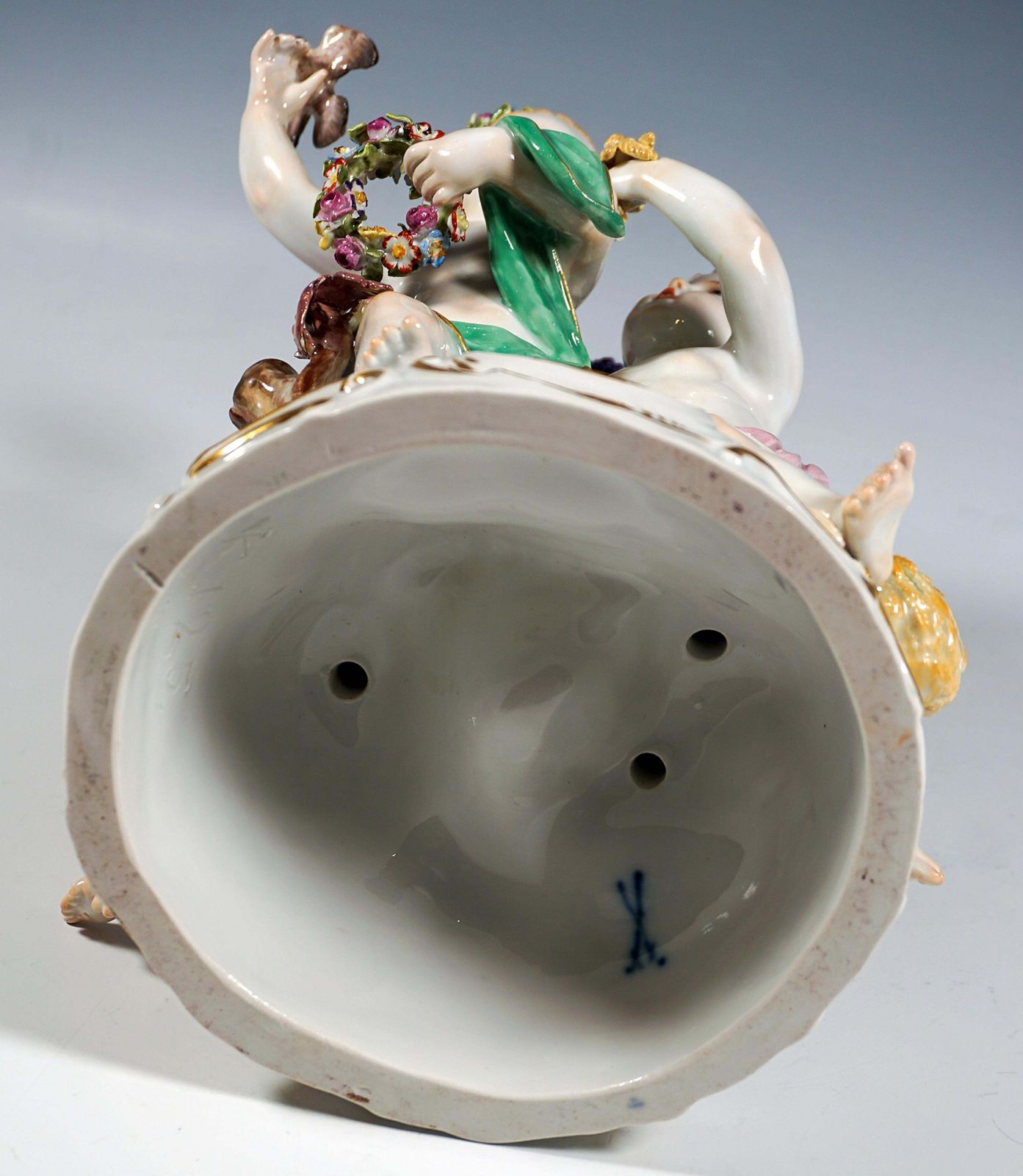 3464.0 Large Meissen Cupid Group 'Allegory   The Four Seasons', By Leuteritz, Ca. 1880 photo