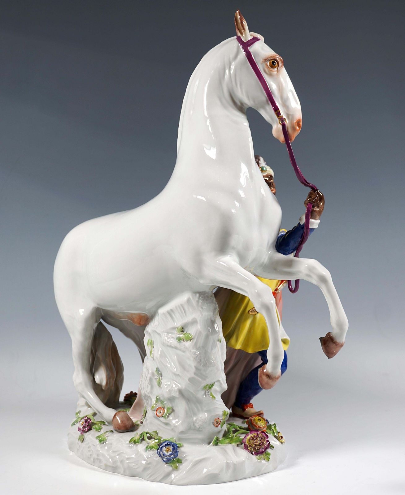 Large Meissen Porcelain Group, Young Man With A White Horse, By Kaendler, 20th photo for sale