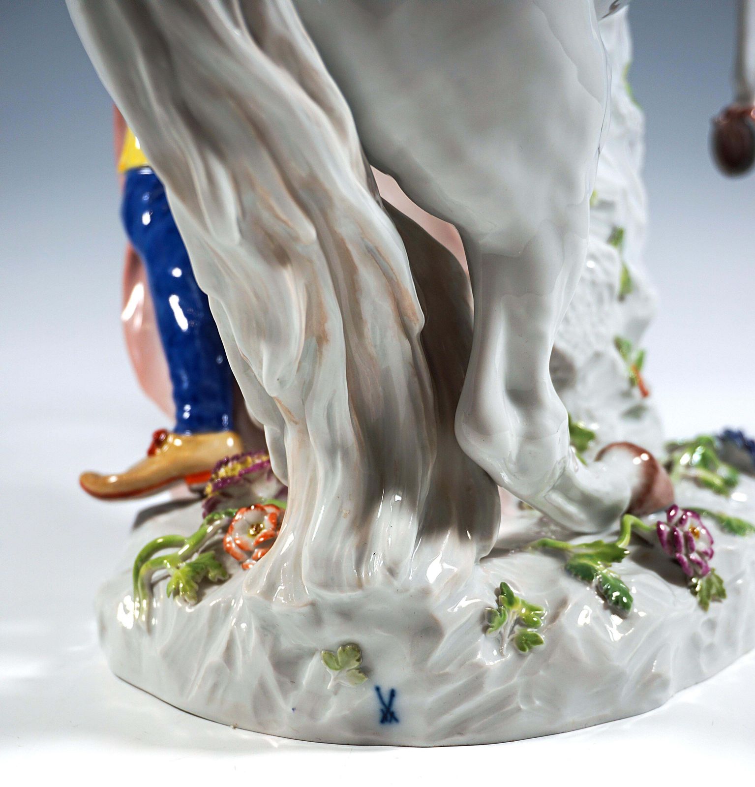 photo furniture Large Meissen Porcelain Group, Young Man With A White Horse, By Kaendler, 20th