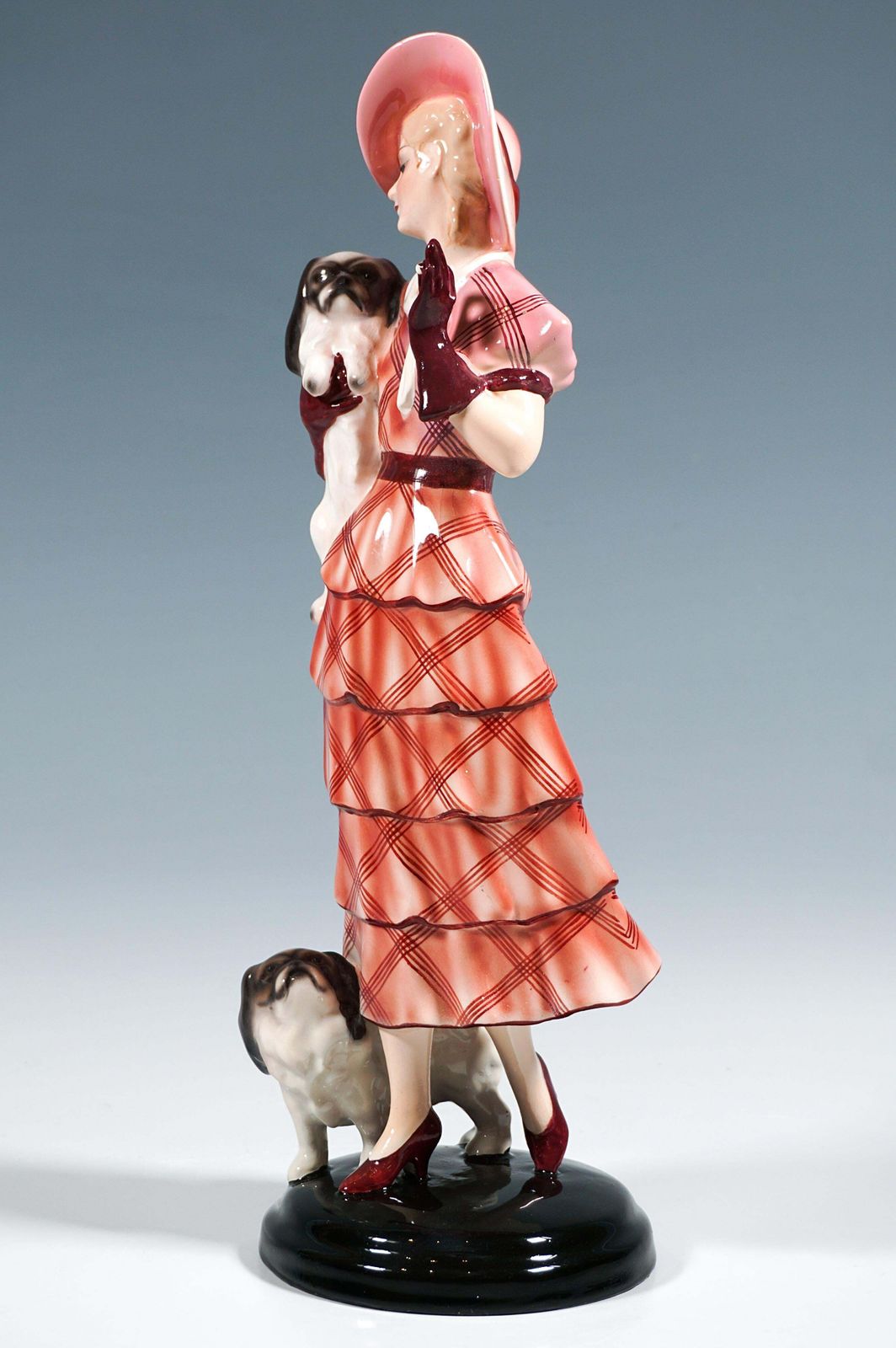 Goldscheider Vienna Group 'Jealousy' Elegant Lady With Pekinese, Lorenzl Ca 1935 photo Home Decor