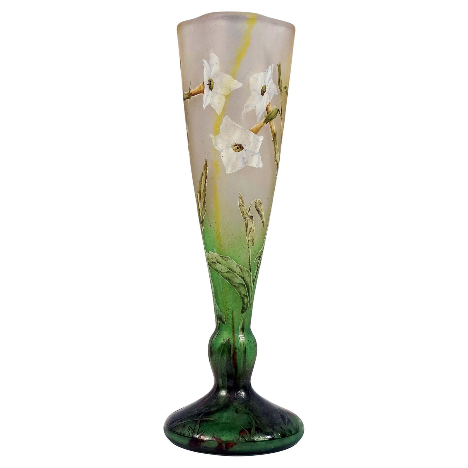 Art Nouveau Cameo Vase With Nicotiana Decor, Daum Nancy, France, Ca 1900 1905