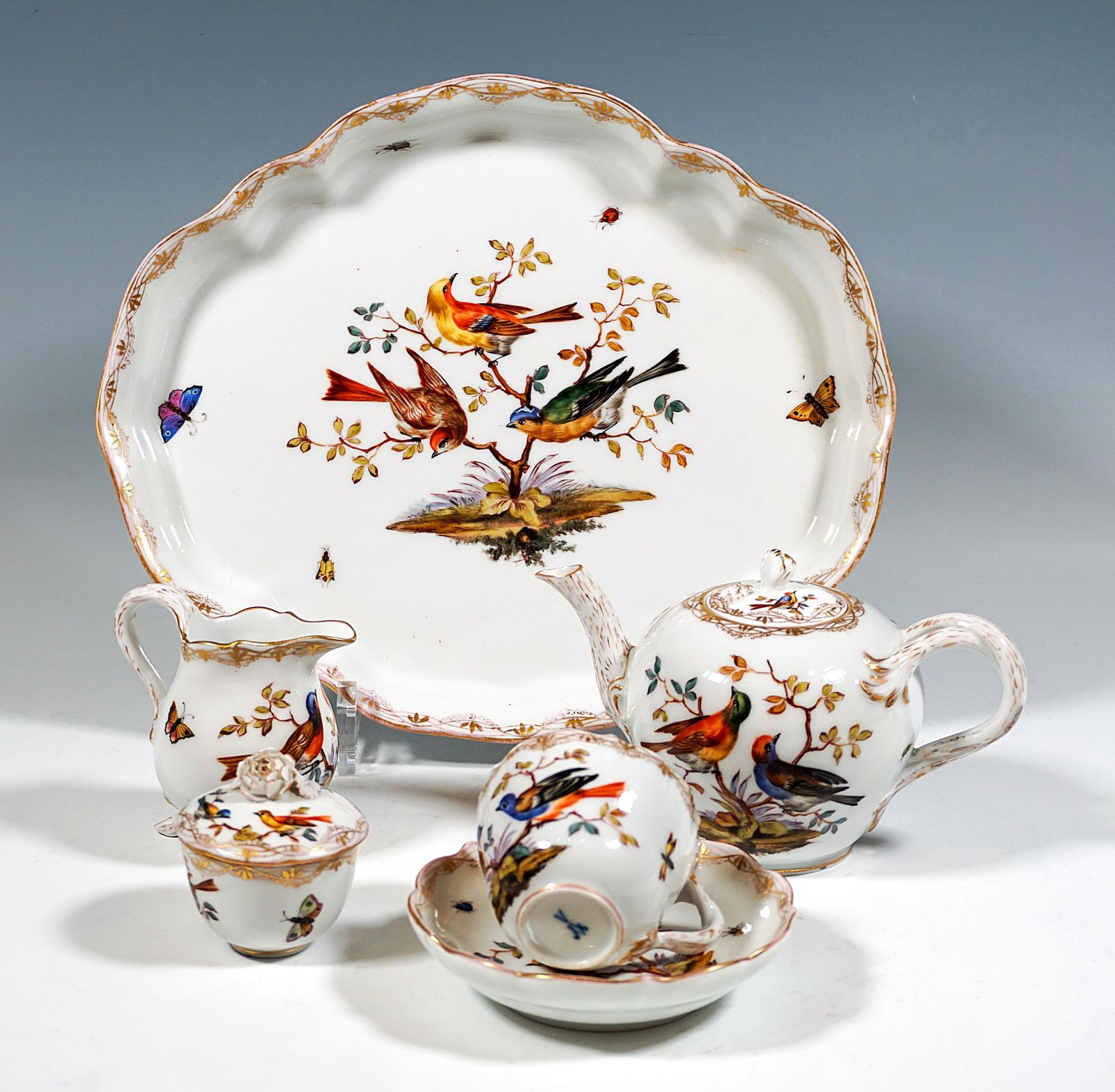 Meissen Tea Solitair, Bird & Insect Painting And Gold, Germany, Circa 1820 photo furniture