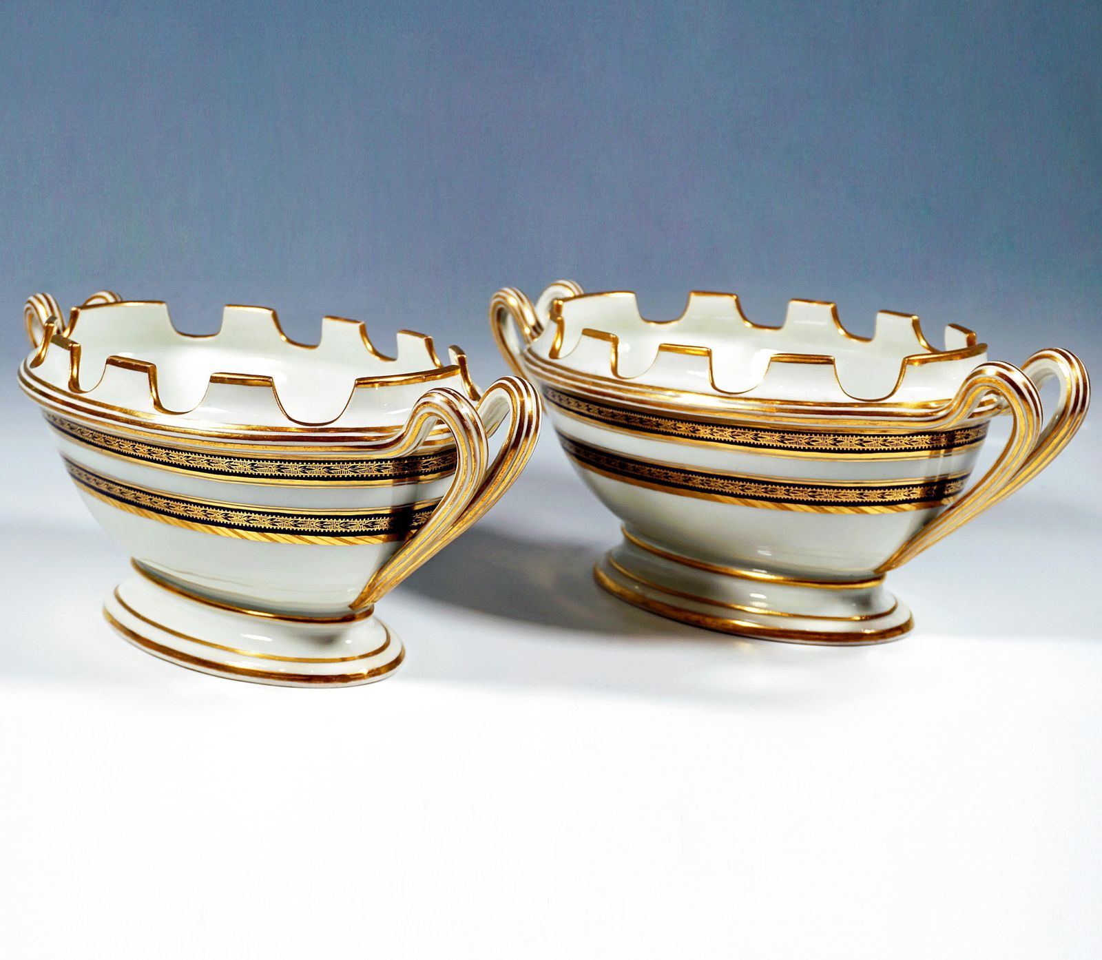 Pair Of Viennese Imperial Porcelain Glass Coolers, Cobalt And Gold, Dating 1811 photo furniture
