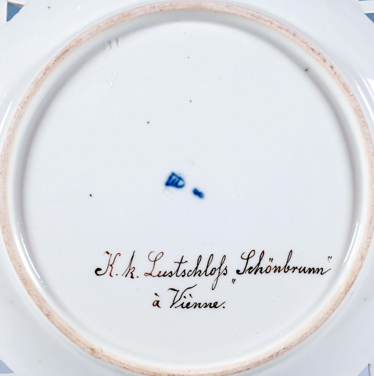Viennese Imperial Porcelain Plate, 'K.K. Lustschloß Schönbrunn á Vienne', 1818 photo buy