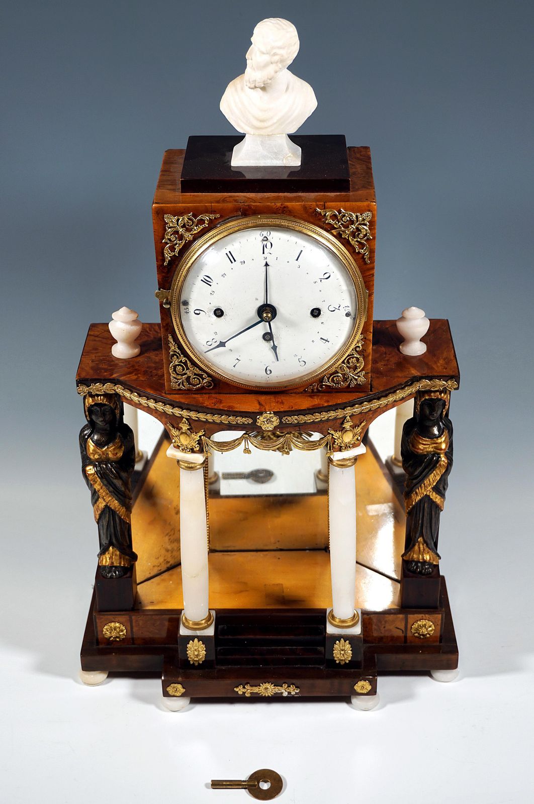 Viennese Empire Portal Clock With Caryatids And Gilded Fittings, Around 1810 photo Home Decor