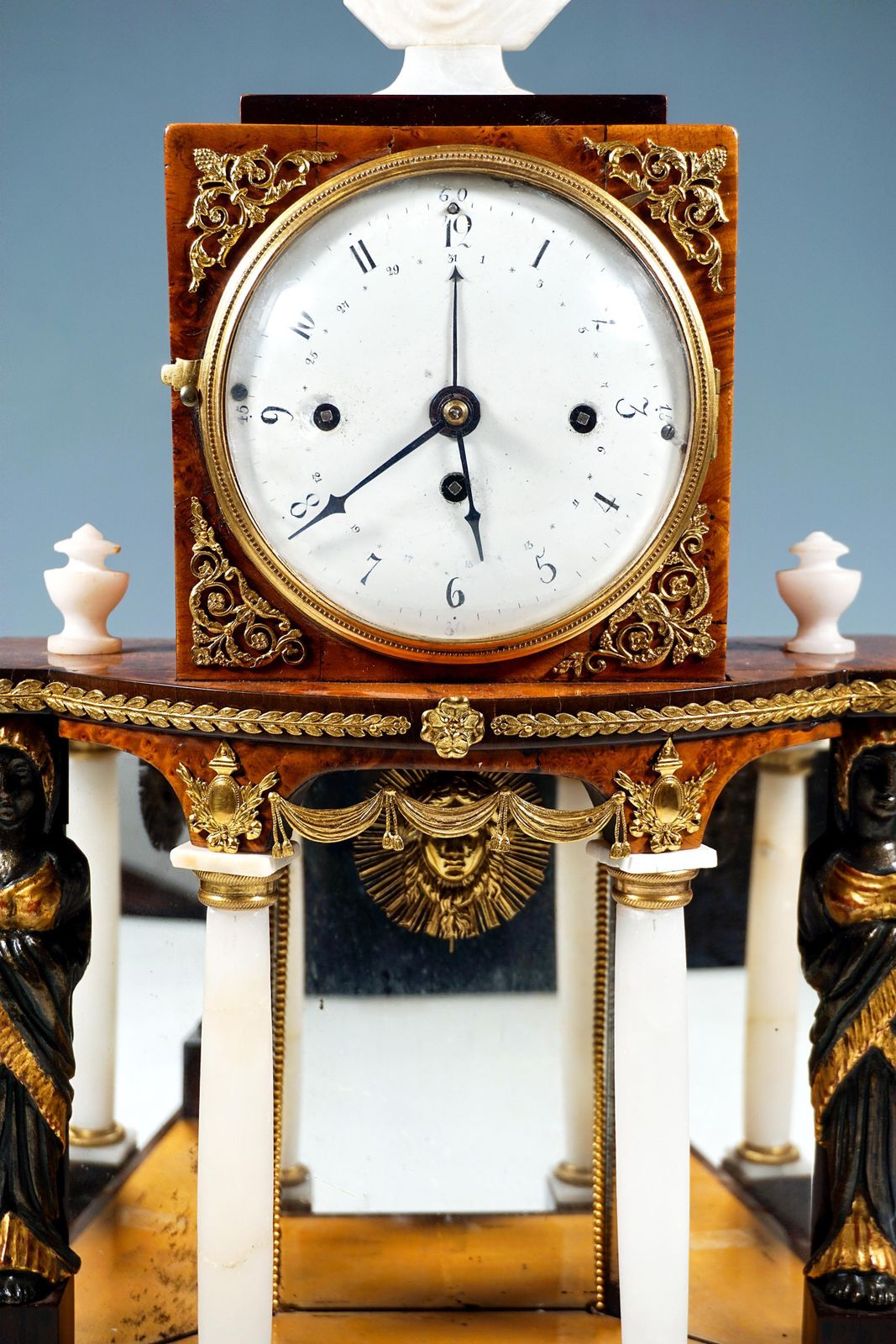 Viennese Empire Portal Clock With Caryatids And Gilded Fittings, Around 1810 photo vintage