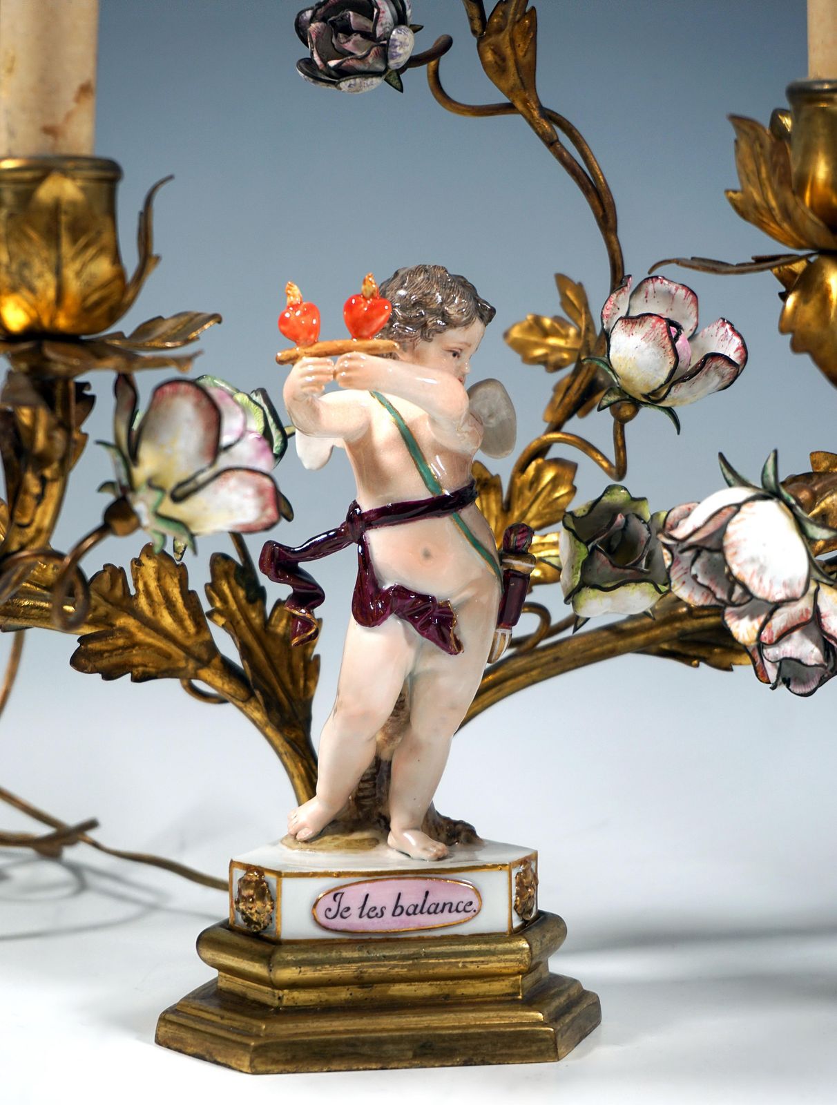 Pair Of Meissen Bronze Table Lamps With Motto Children, By Mv Acier, 1775 1814 photo vinterior