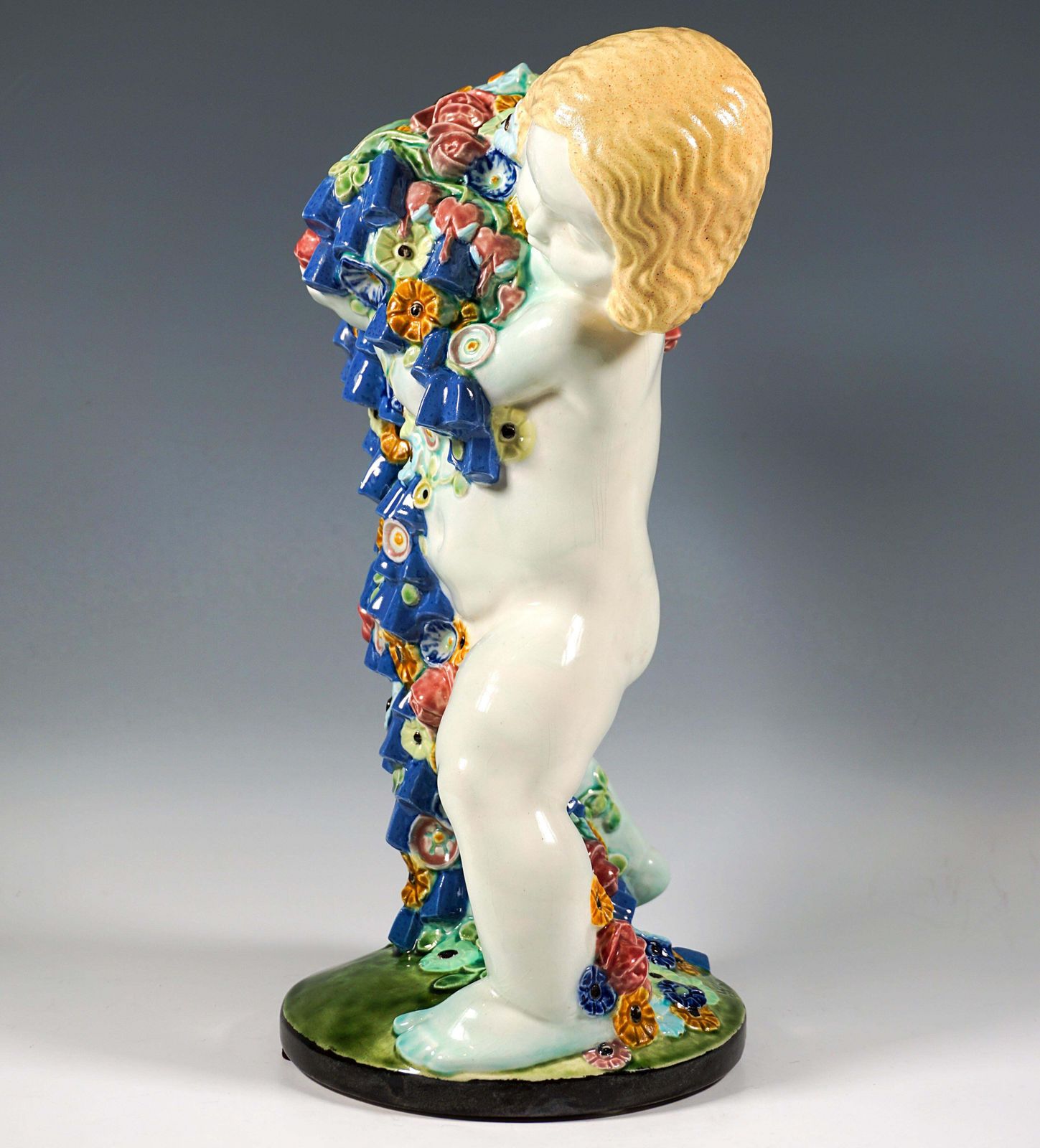 'Spring', Putto With Flowers, By Michael Powolny, Vienna Ceramics, 1910 1912 photo Home Decor