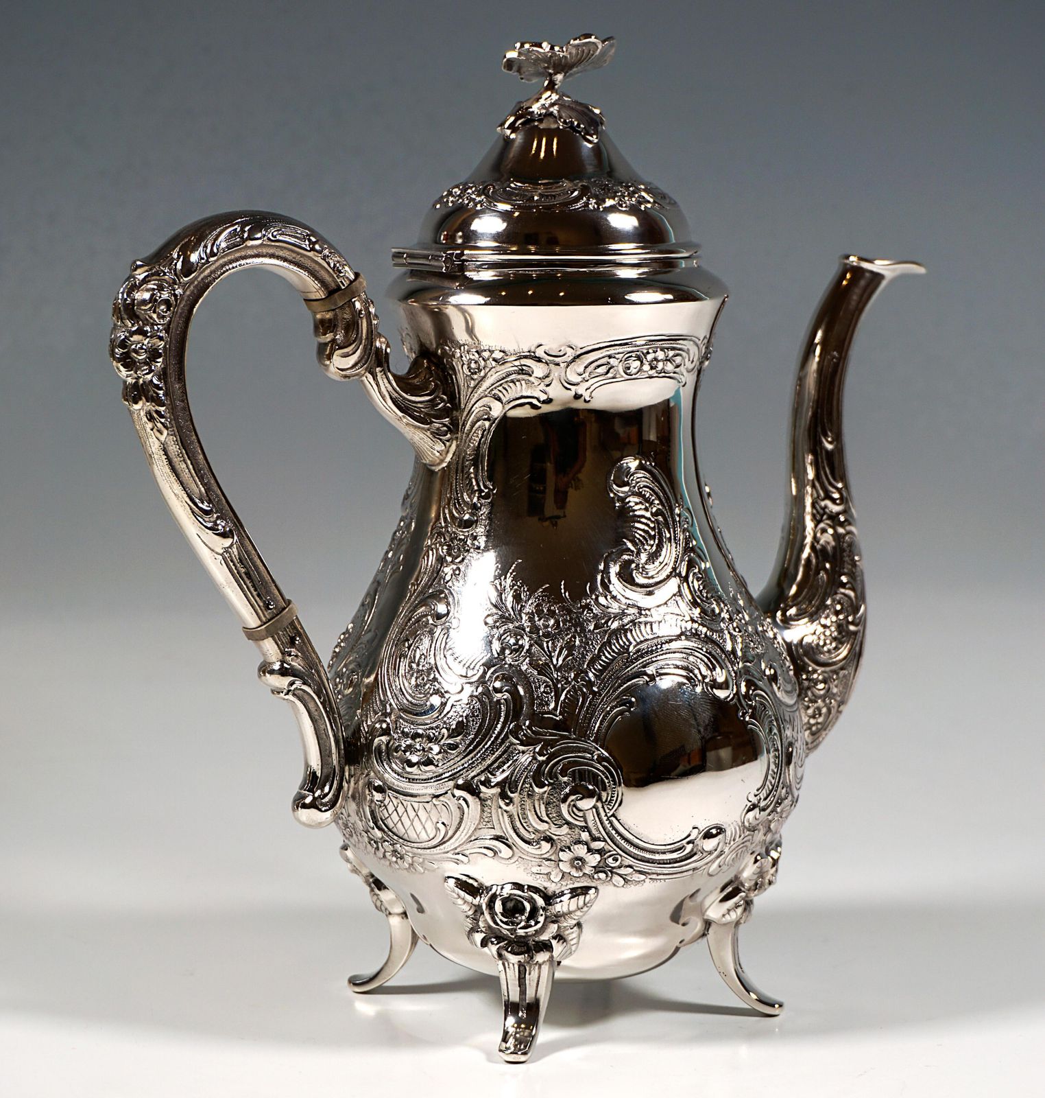 Art Nouveau Silver Coffee Pot With Rocaille Decoration, Germany, Around 1915 photo Home Decor