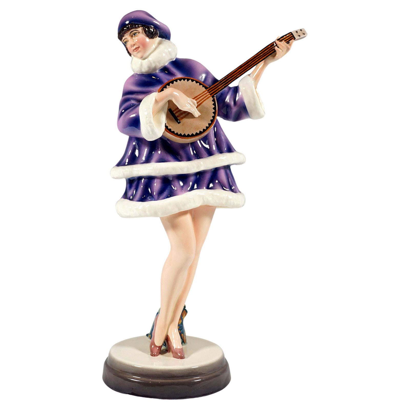 'Banjo Play' Zerline Balten As A Banjo Player, Goldscheider Vienna, Ca 1930