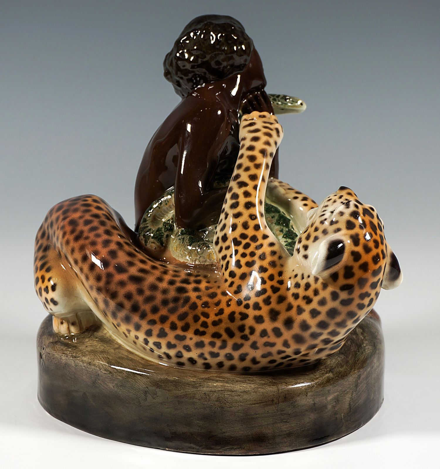 Goldscheider Vienna Group Female Nude With Leopard & Snake, Karl Perl, Ca. 1922 photo Art