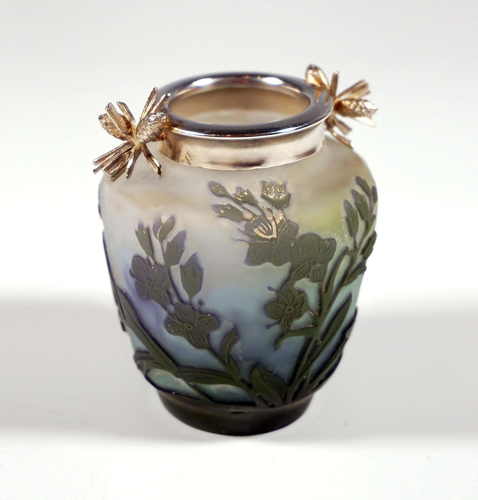 émile Gallé Art Nouveau Cameo Vase With Silver Mounting, Nancy, France 1904 photo 1395.0
