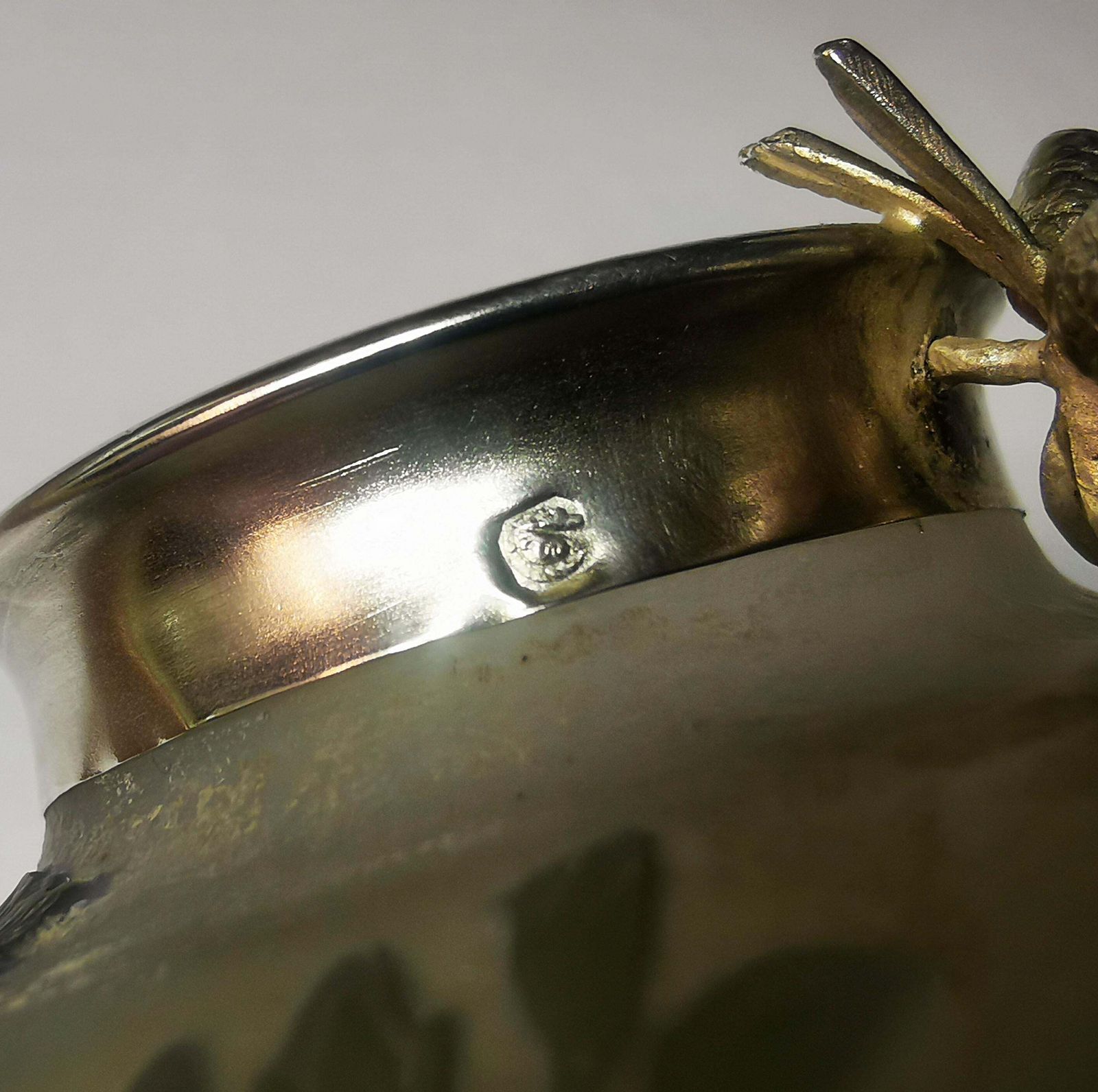 émile Gallé Art Nouveau Cameo Vase With Silver Mounting, Nancy, France 1904 photo vintage