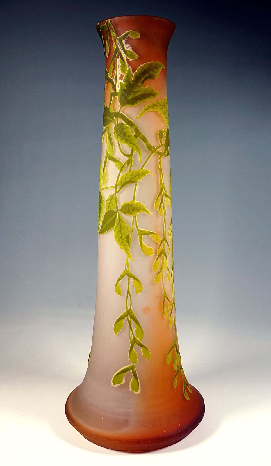 Large émile Gallé Art Nouveau Cameo Vase, Ash Maple Decor, France, Circa 1910 photo 5684.0
