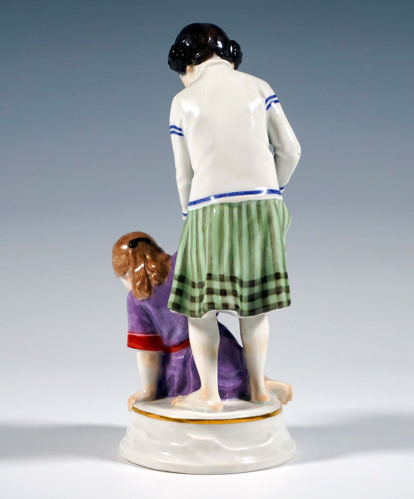Art Nouveau Children Group 'Two Girls', By A. Koenig, Meissen Germany, Ca 1940 photo for sale
