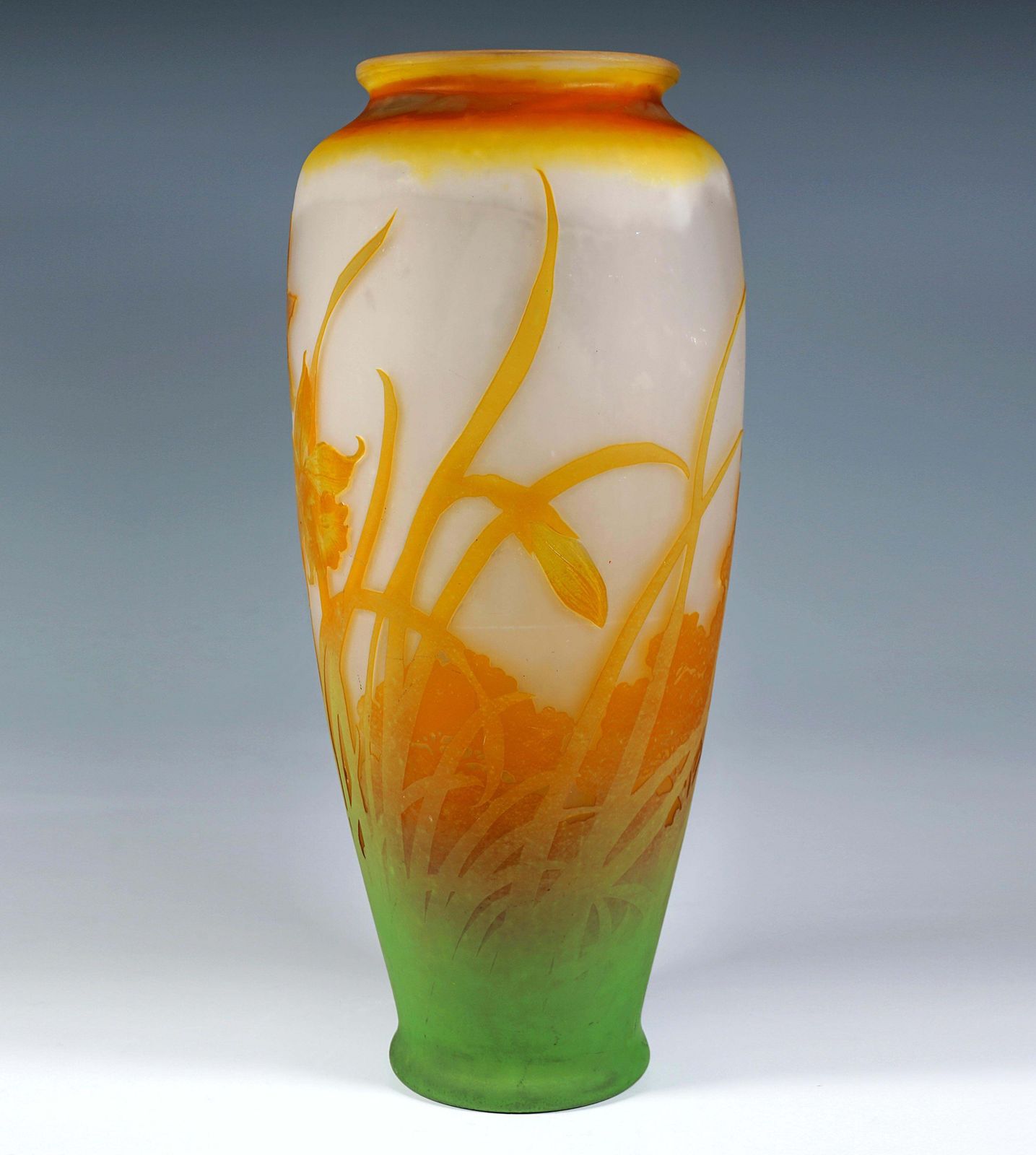 Large émile Gallé Art Nouveau Cameo Vase With Daffodil Decor, France, Ca 1904 photo furniture