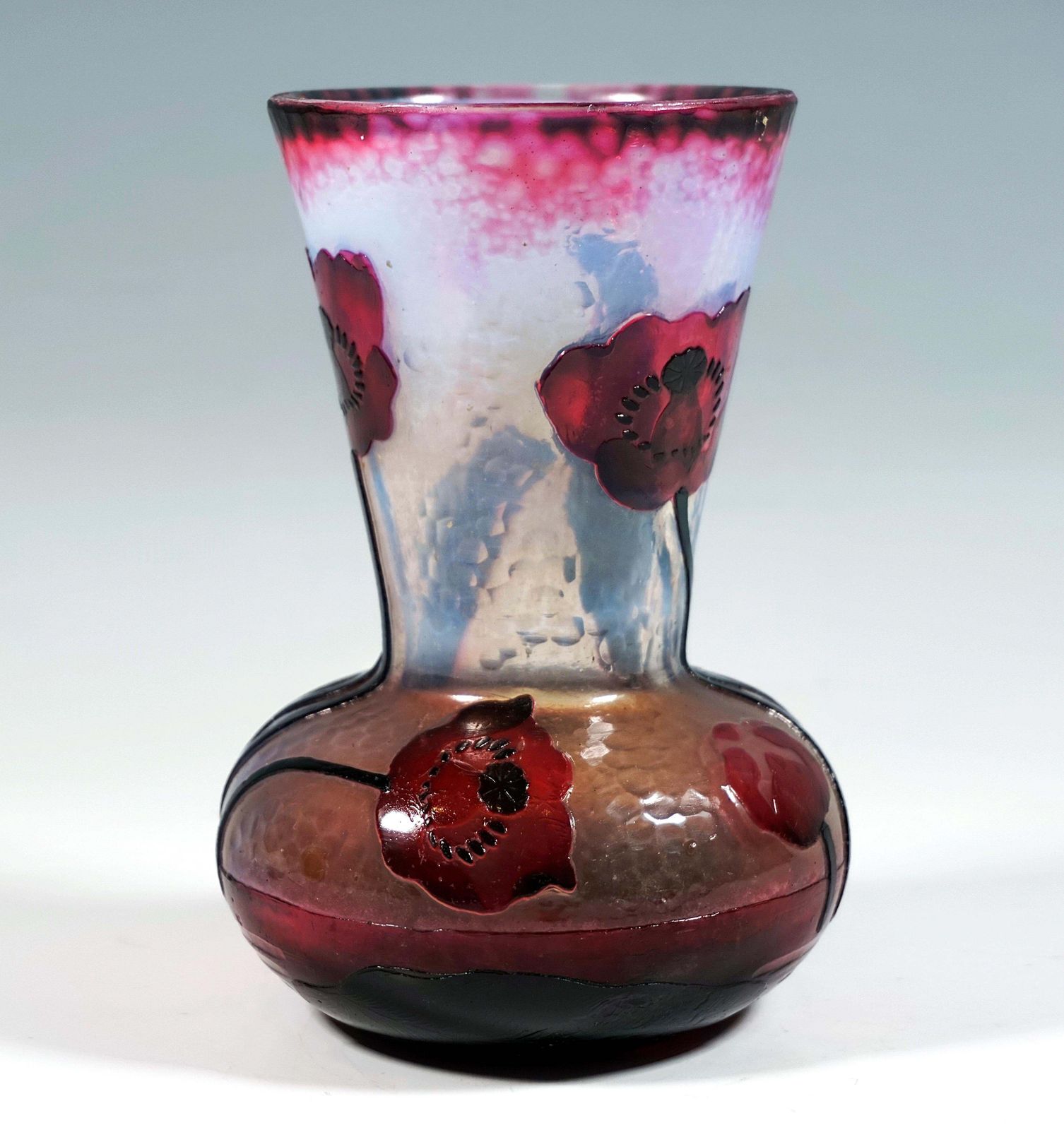 Art Nouveau Cameo Vase 'Coquelicot', Corn Poppy Decor, Daum Nancy, France, 1895 photo furniture