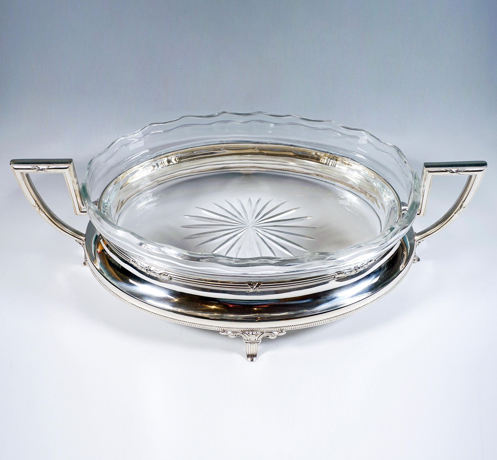 Art Nouveau Silver Jardinière With Waved Glass Liner Wilhelm Binder Germany 1900 photo for sale