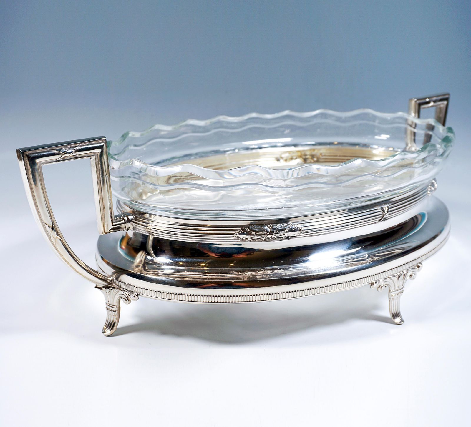 Art Nouveau Silver Jardinière With Waved Glass Liner Wilhelm Binder Germany 1900 photo Home Decor