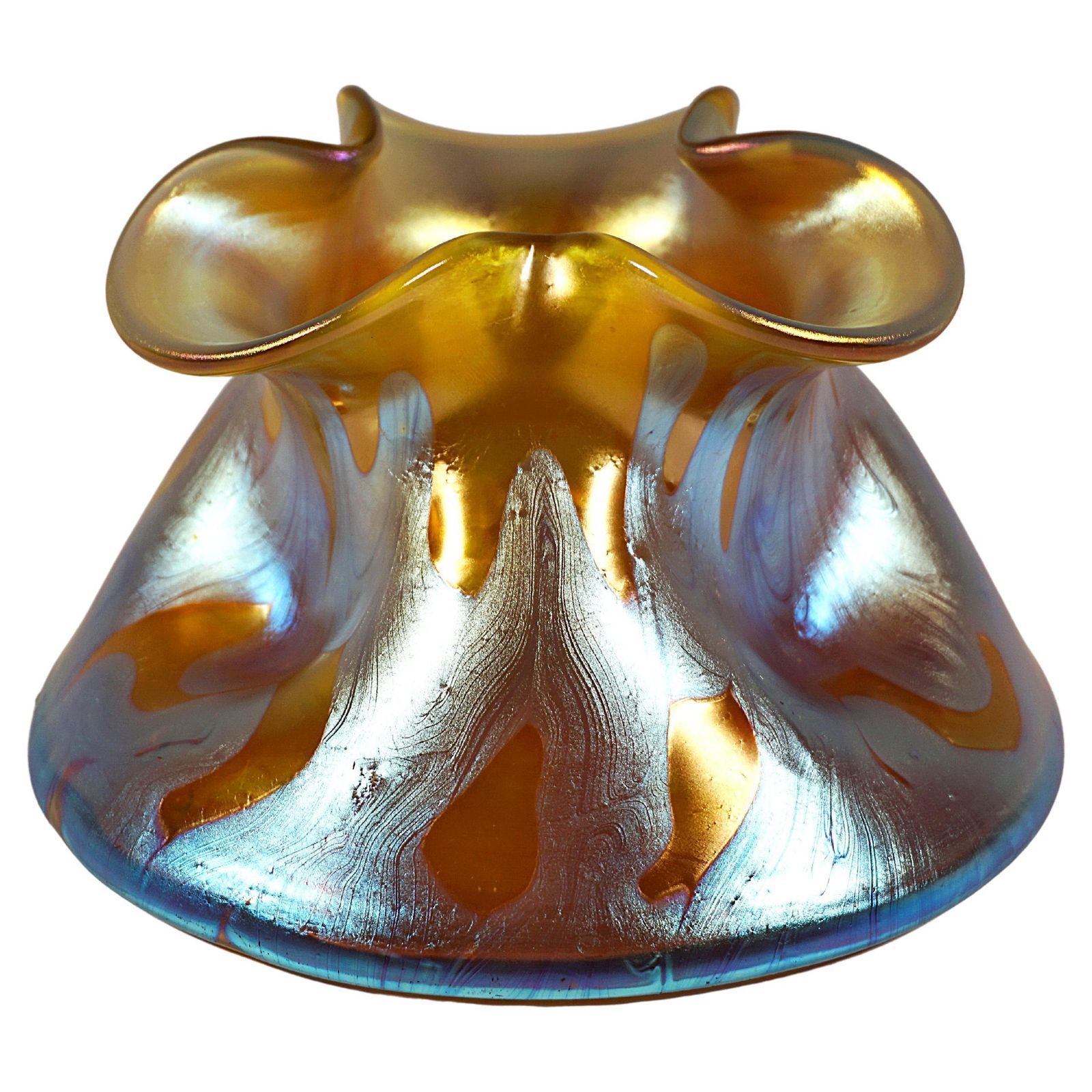 Loetz Art Nouveau Glass Vase Bronze Phenomenon Genre 29, Austria Hungary, C 1900