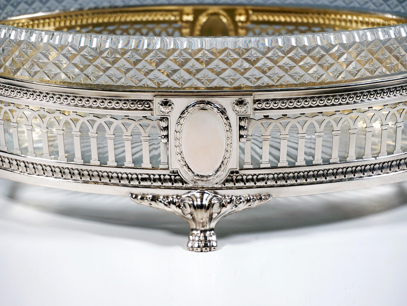 Art Nouveau Silver Jardinière With Cut Glass Liner, Wilhelm Binder Germany C1900 photo for sale