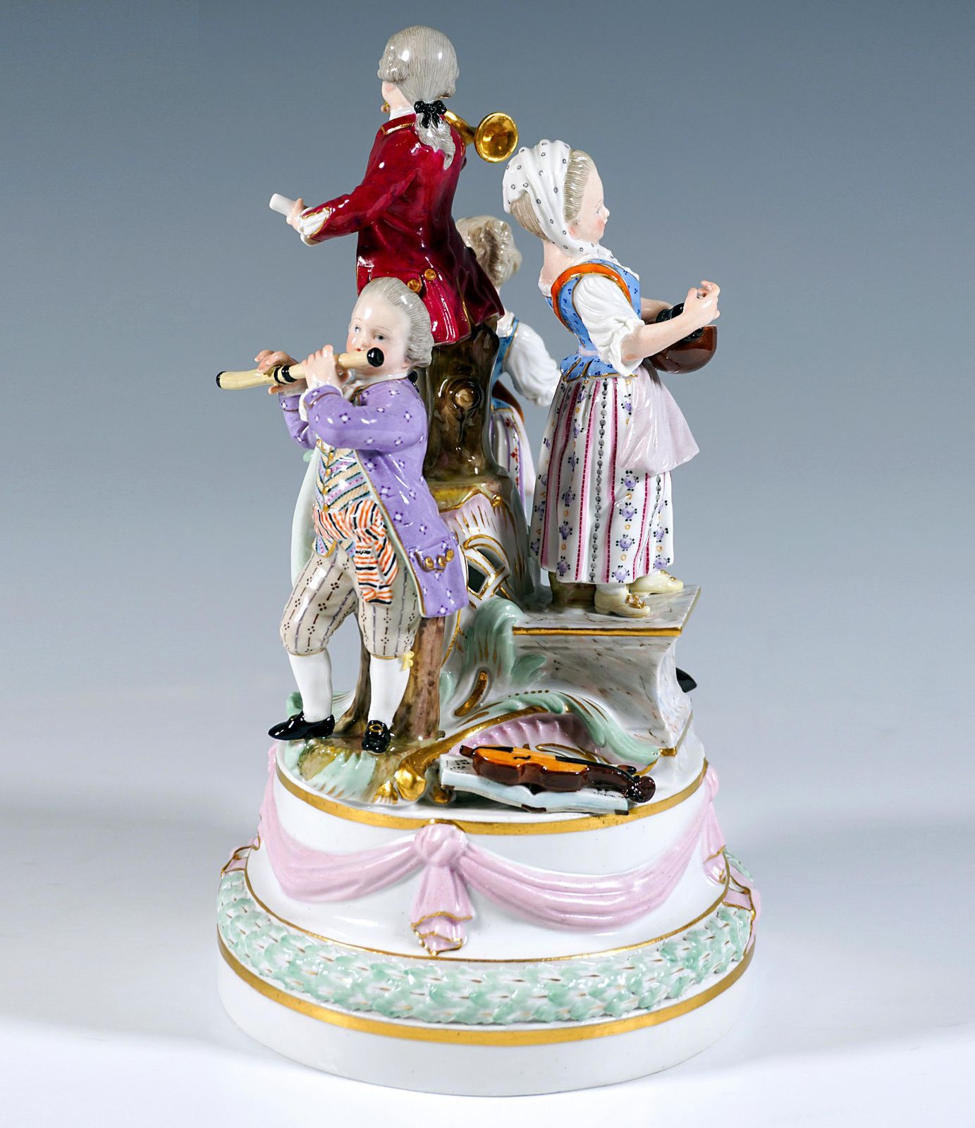 Meissen Porcelain Group Four Gardener Children Playing Music, J.J. Kaendler 1850 photo furniture