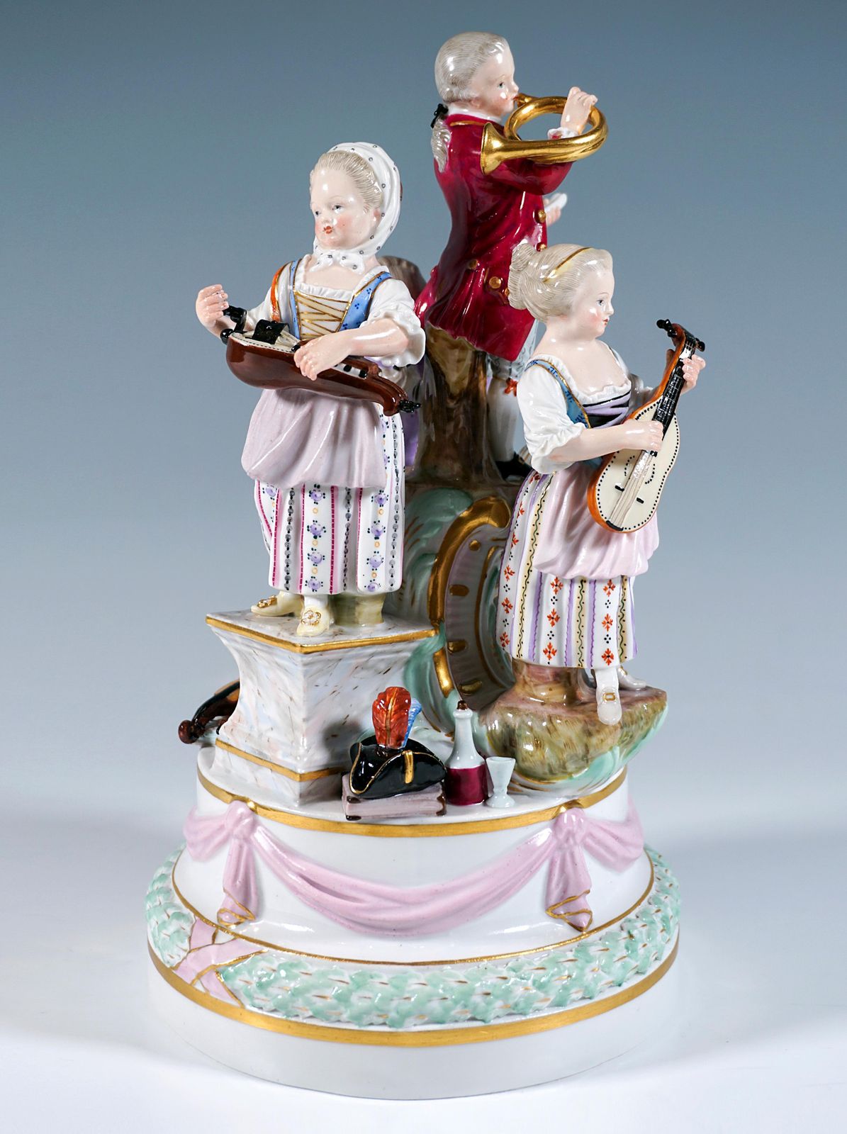 Meissen Porcelain Group Four Gardener Children Playing Music, J.J. Kaendler 1850 photo Home Decor