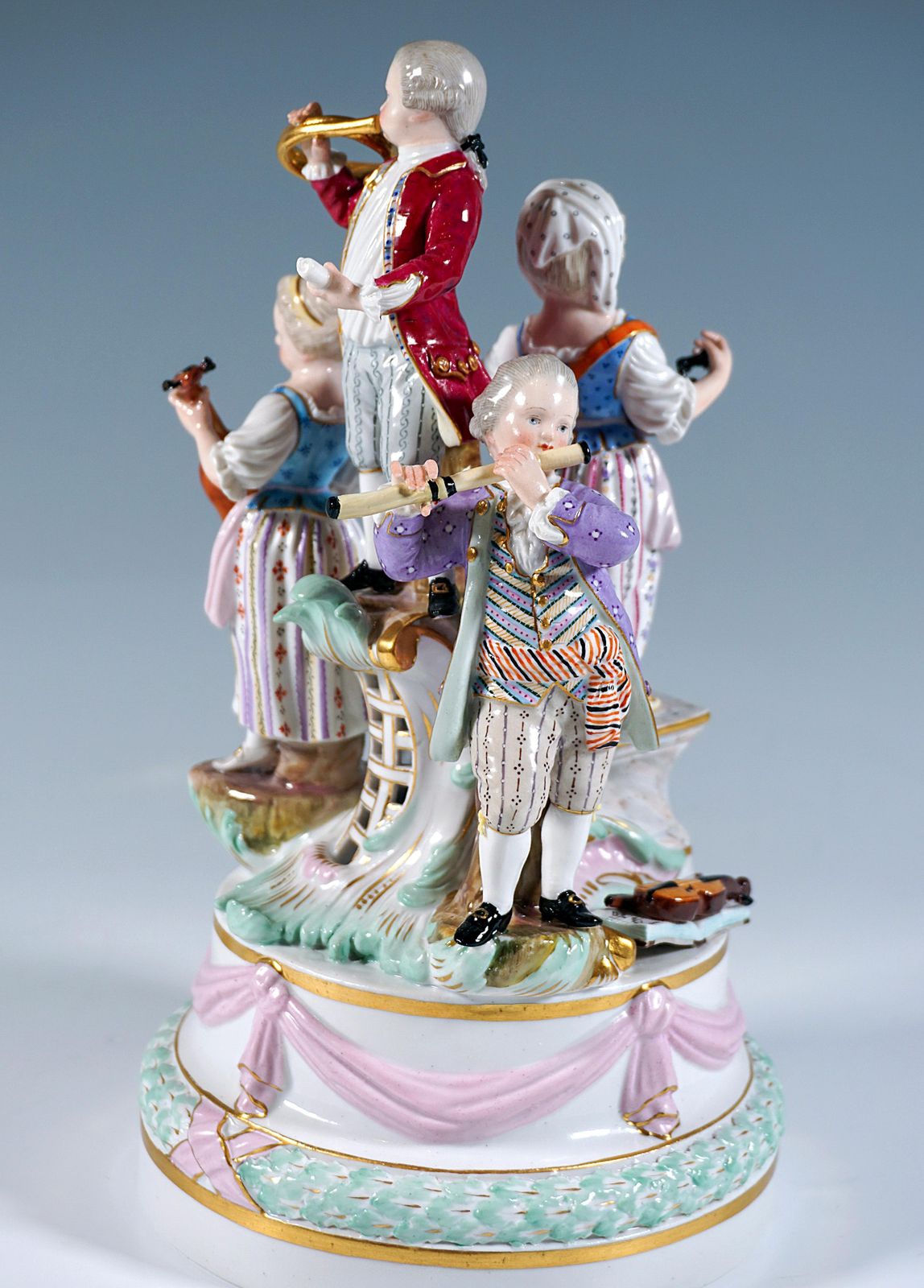 Meissen Porcelain Group Four Gardener Children Playing Music, J.J. Kaendler 1850 photo buy