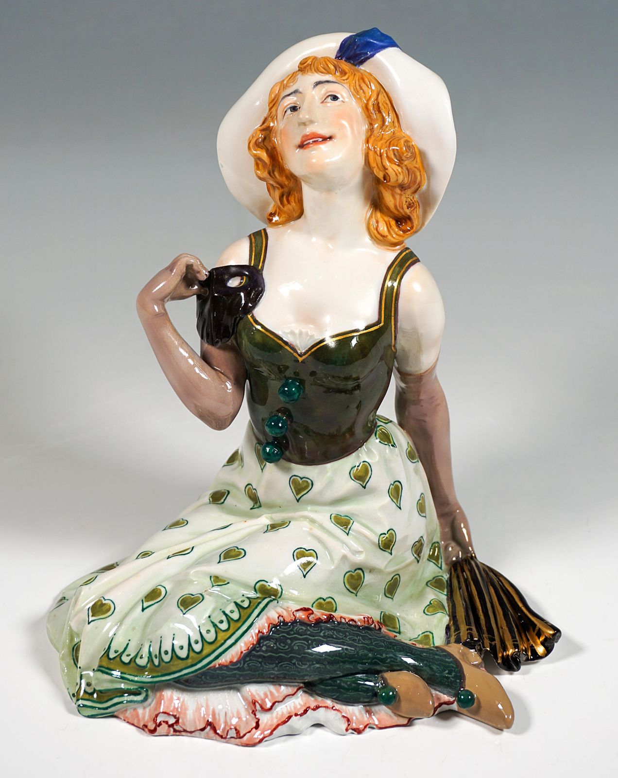 Art Nouveau Figurine 'Pierrette' By Martin Wiegand, Meissen Germany, Ca 1908 photo vinterior