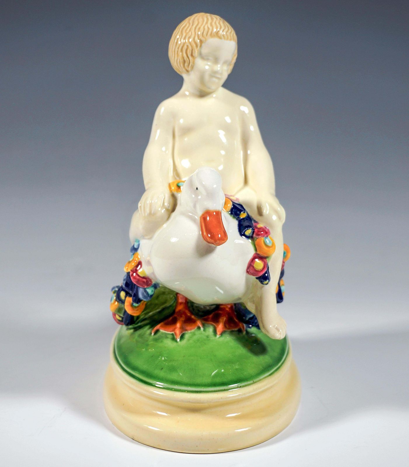 Vienna Art Ceramics Art Nouveau Figure Putto Riding A Duck By Doblinger, Ca 1910 photo furniture