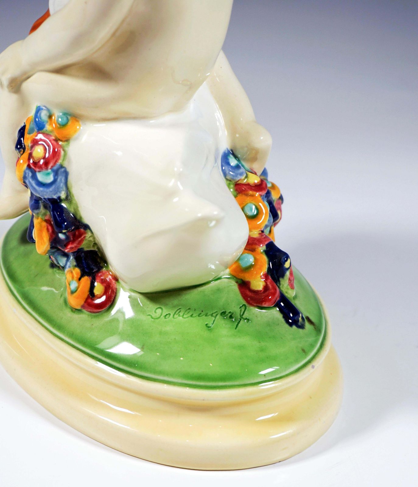 Vienna Art Ceramics Art Nouveau Figure Putto Riding A Duck By Doblinger, Ca 1910 photo 844.0