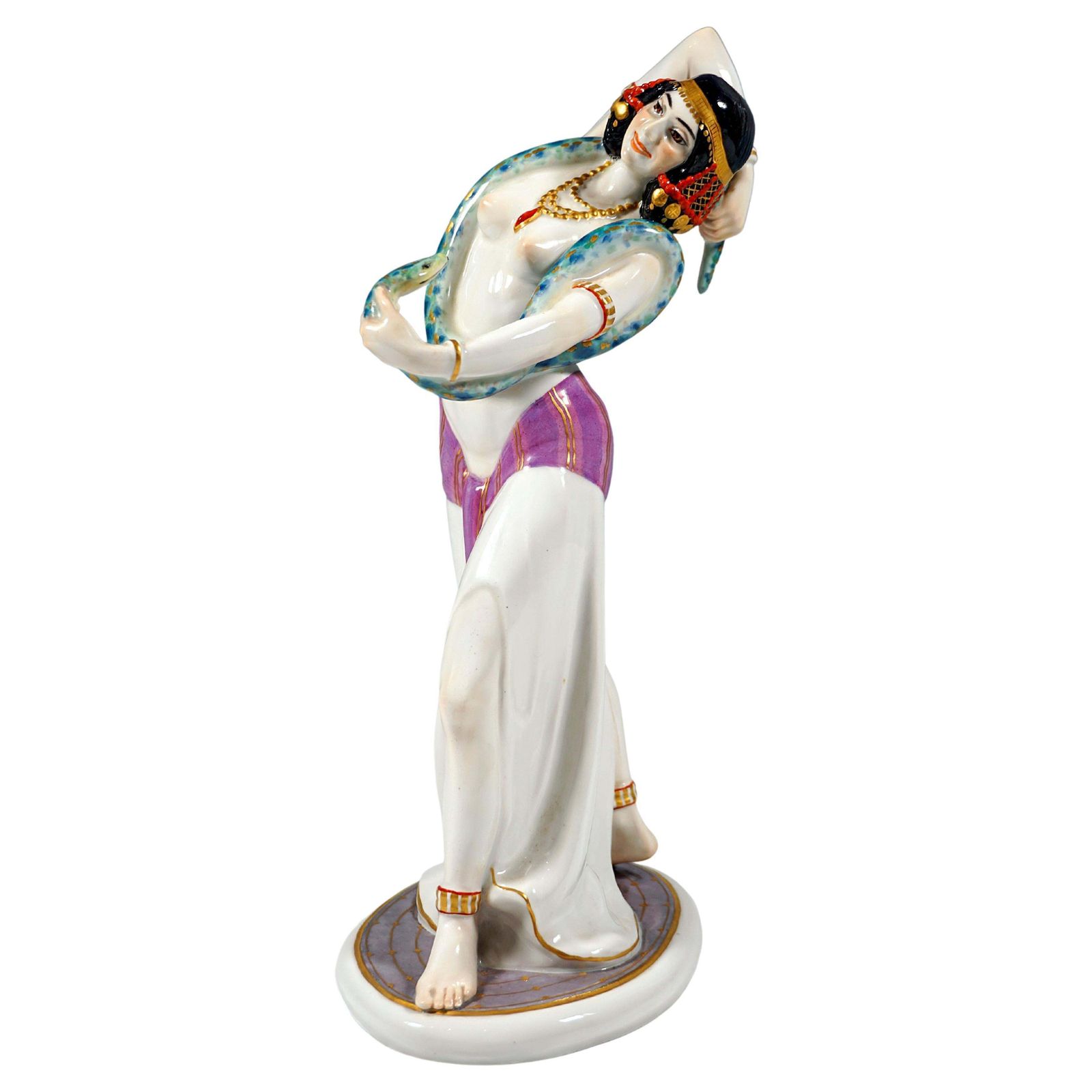 Meissen Art Nouveau Figure Of A Snake Dancer By Max Bochmann Circa 1914