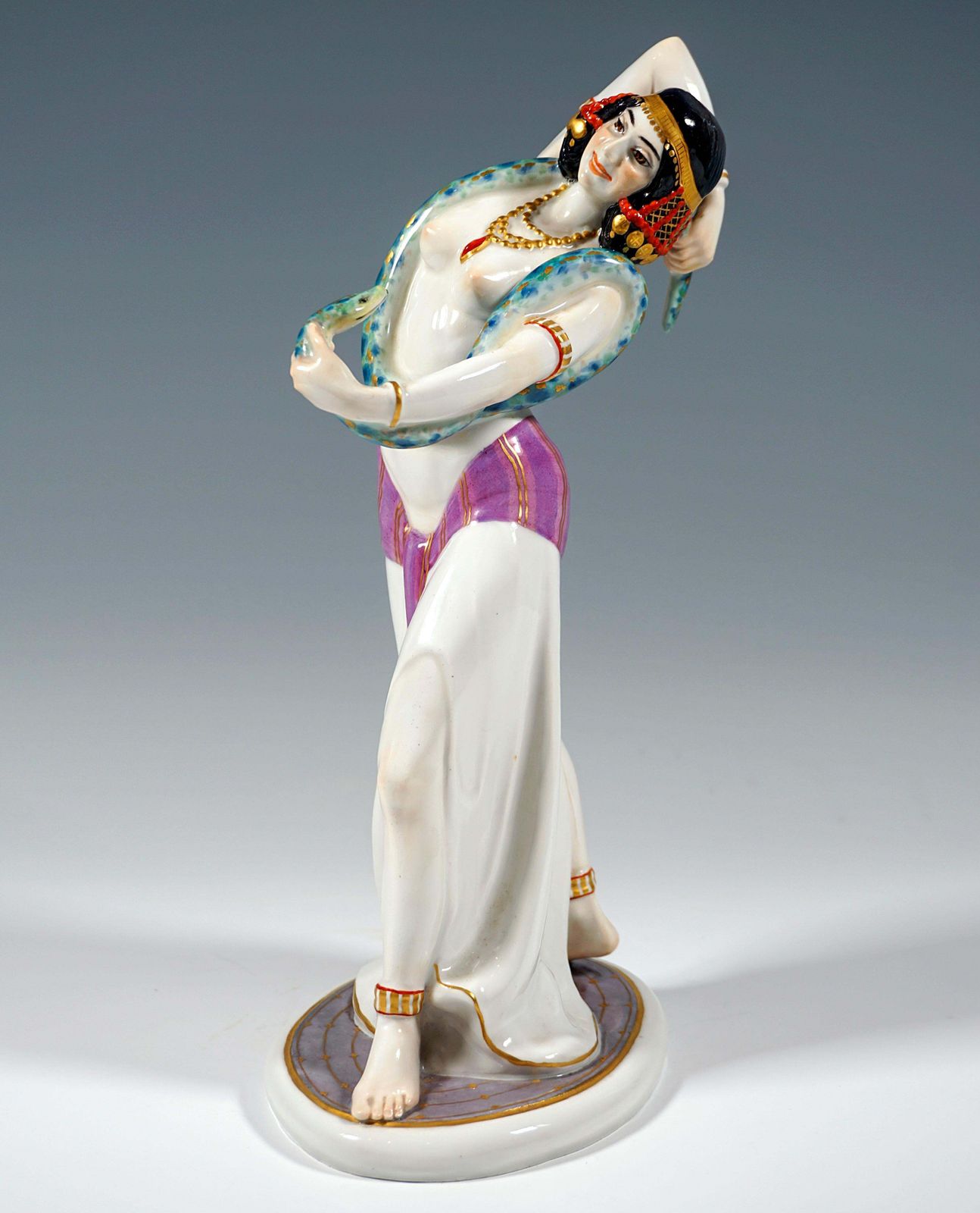 Meissen Art Nouveau Figure Of A Snake Dancer By Max Bochmann Circa 1914 photo vinterior