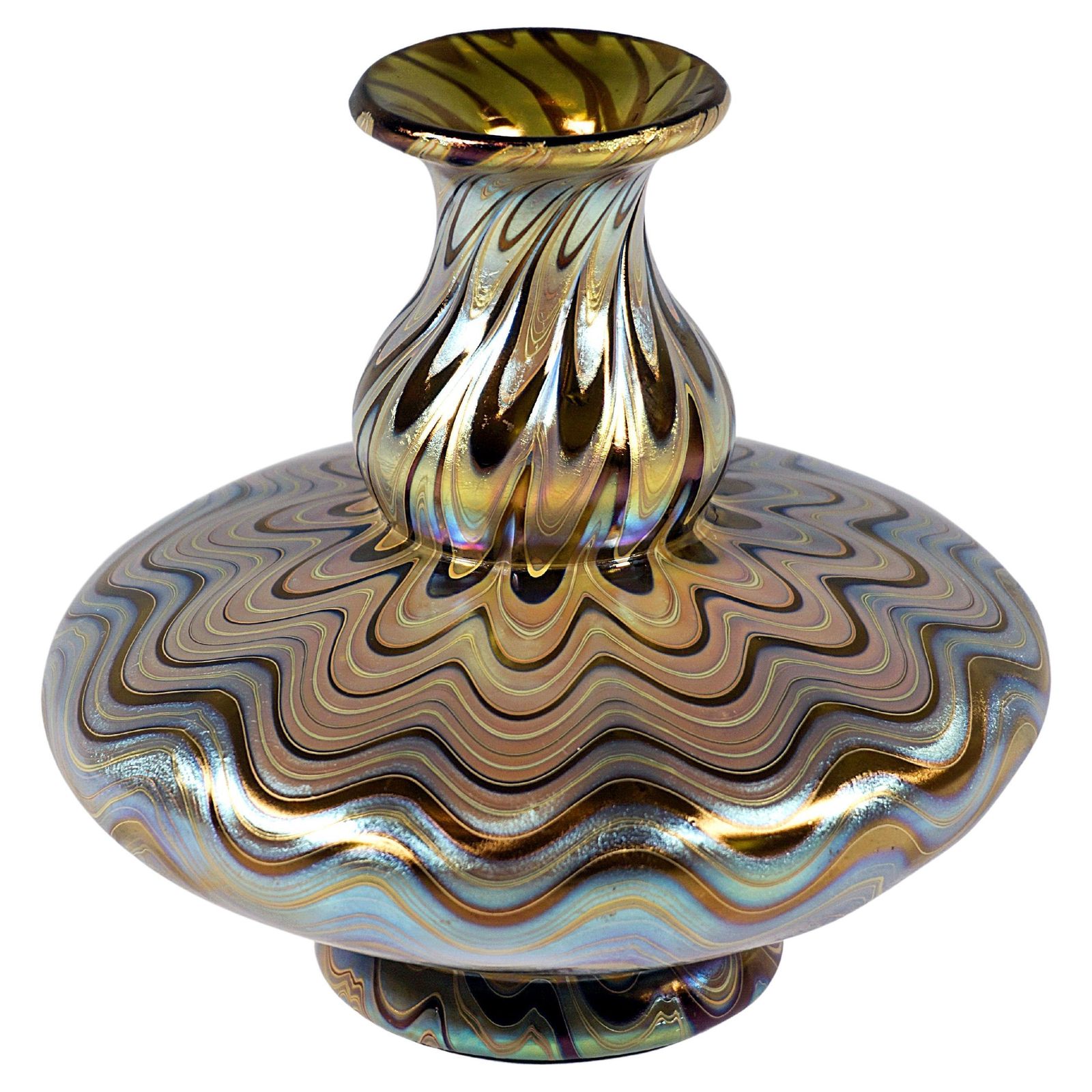 Loetz Art Nouveau Glass Vase Phenomenon Gre Crete 6893, Austria Hungary, Ca 1900
