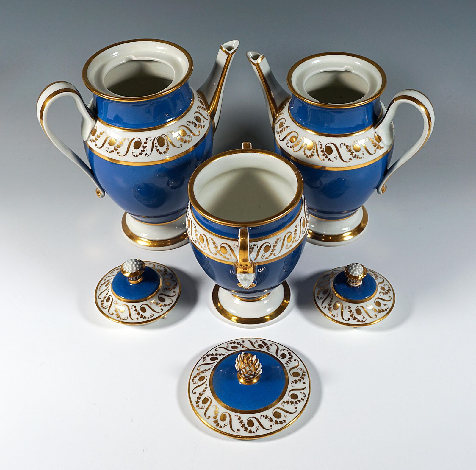 Vienna Imperial Porcelain Coffee Service, 8 People, Prussian Blue & Gold, 1825 photo Home Decor