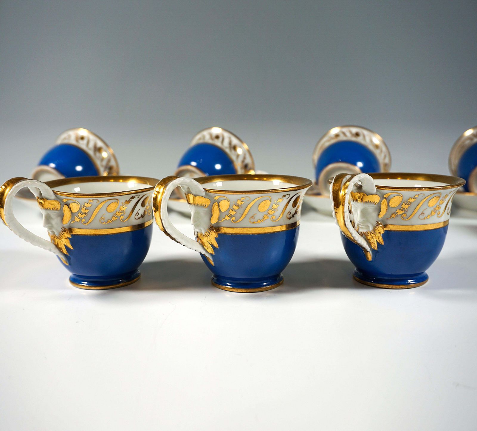 Vienna Imperial Porcelain Coffee Service, 8 People, Prussian Blue & Gold, 1825 photo vintage