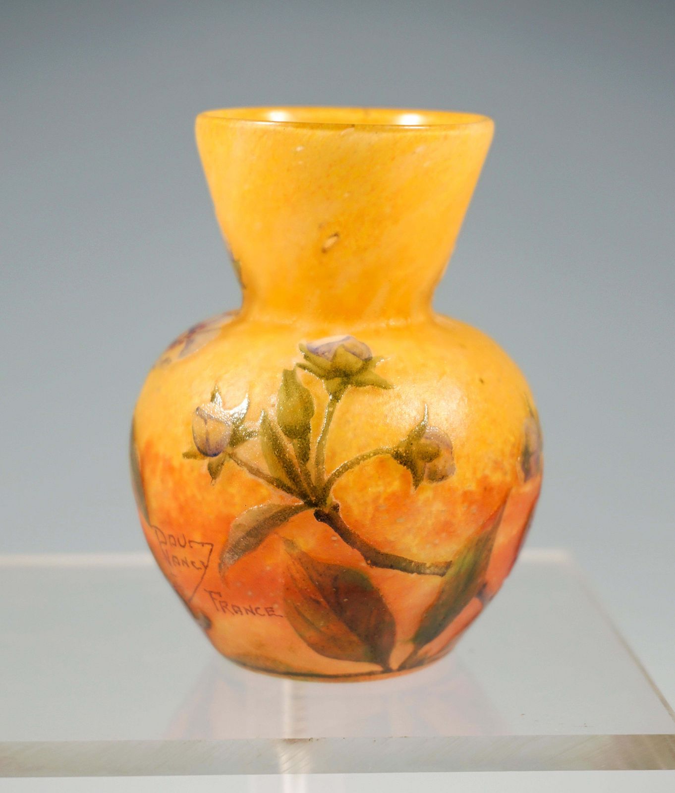 Daum Nancy Art Nouveau Cameo Vase With Strawberry Blossoms Decor France Ca 1910 photo 2355.0