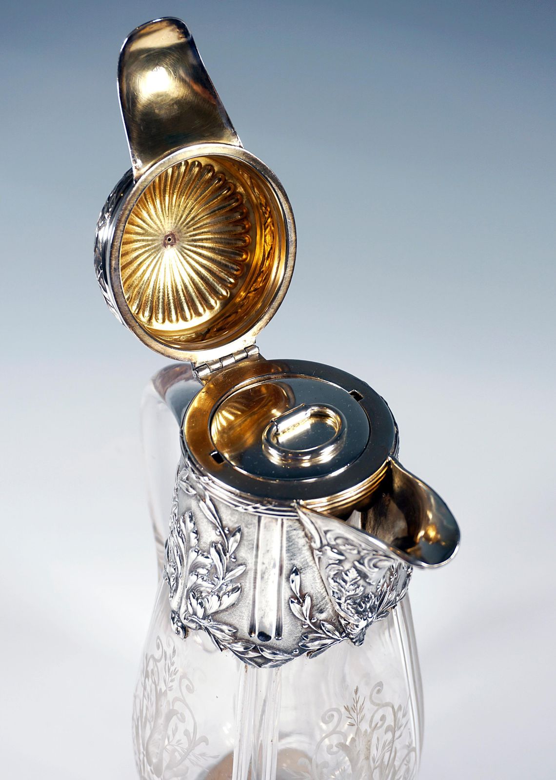 Art Nouveau Glass Carafe Silver Fittings Cold Duck Maillard Frères & Vazou Paris photo 1865.0