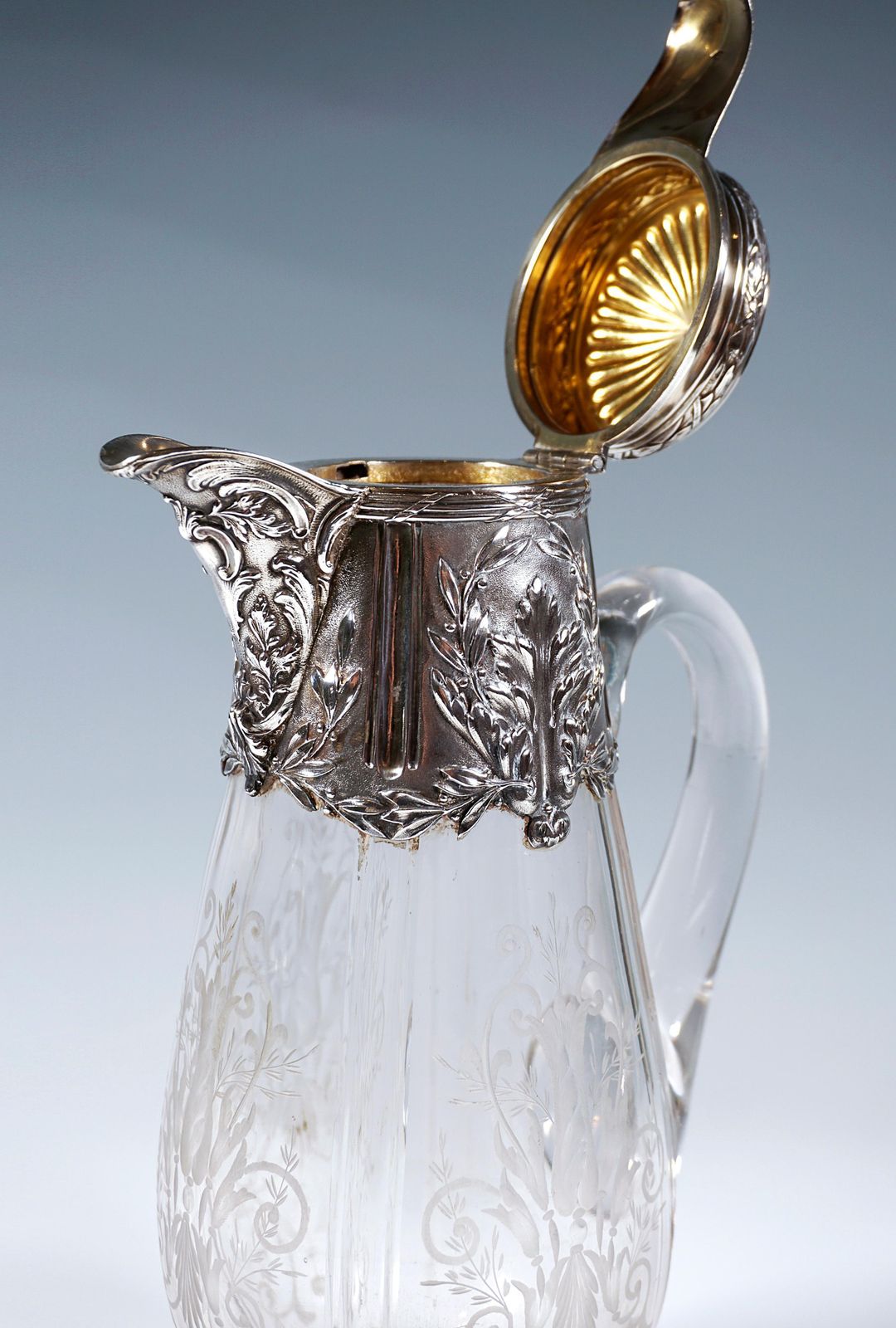 Art Nouveau Glass Carafe Silver Fittings Cold Duck Maillard Frères & Vazou Paris photo buy