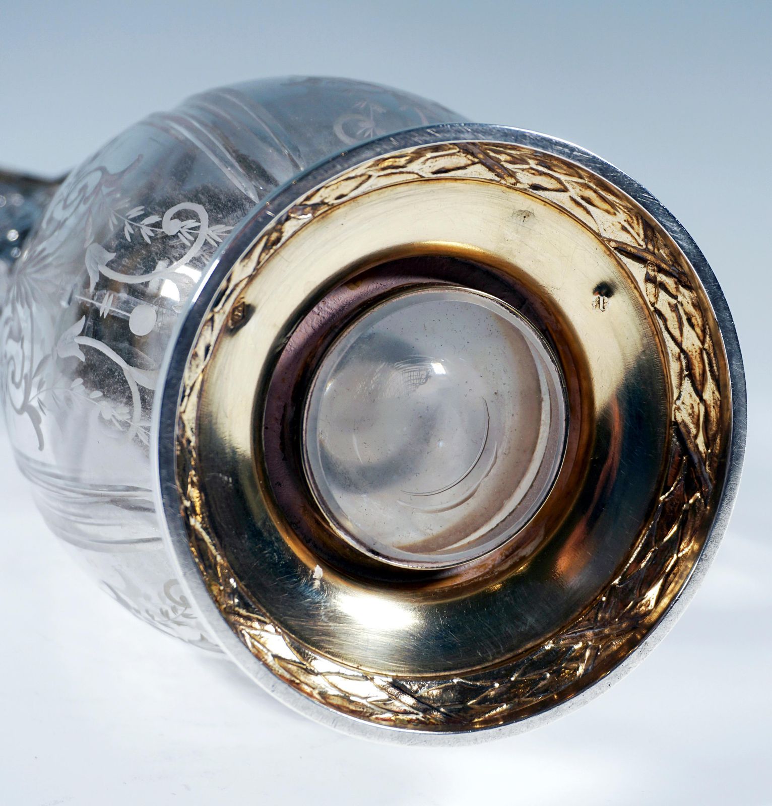photo furniture Art Nouveau Glass Carafe Silver Fittings Cold Duck Maillard Frères & Vazou Paris