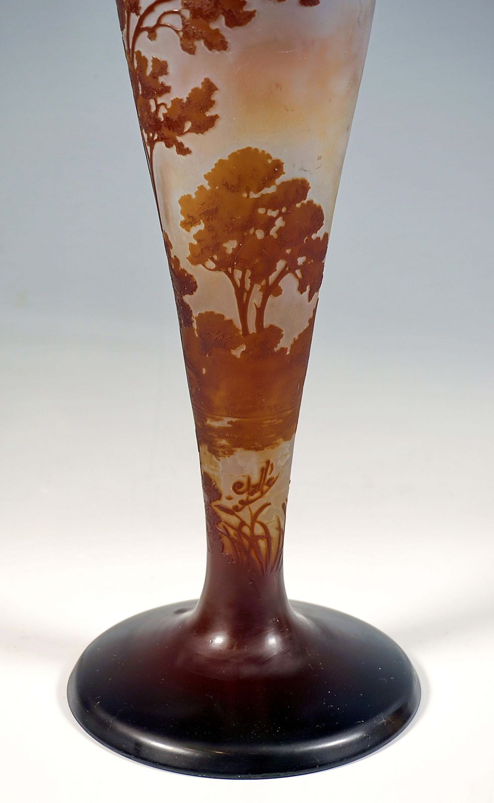 émile Gallé Art Nouveau Cameo Vase, Seascape Decor, France, Circa 1904 photo vintage