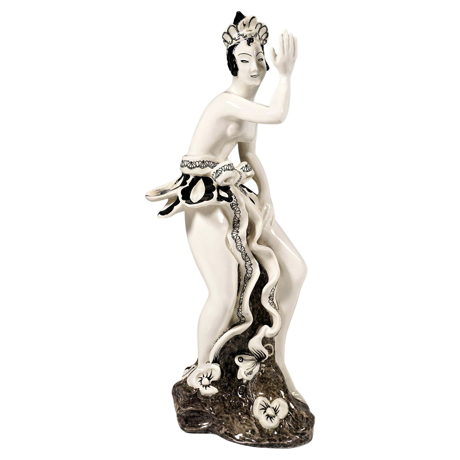 Goldscheider Art Déco Figure 'Papagena', Dancer In Exotic Costume, By Dina Kuhn